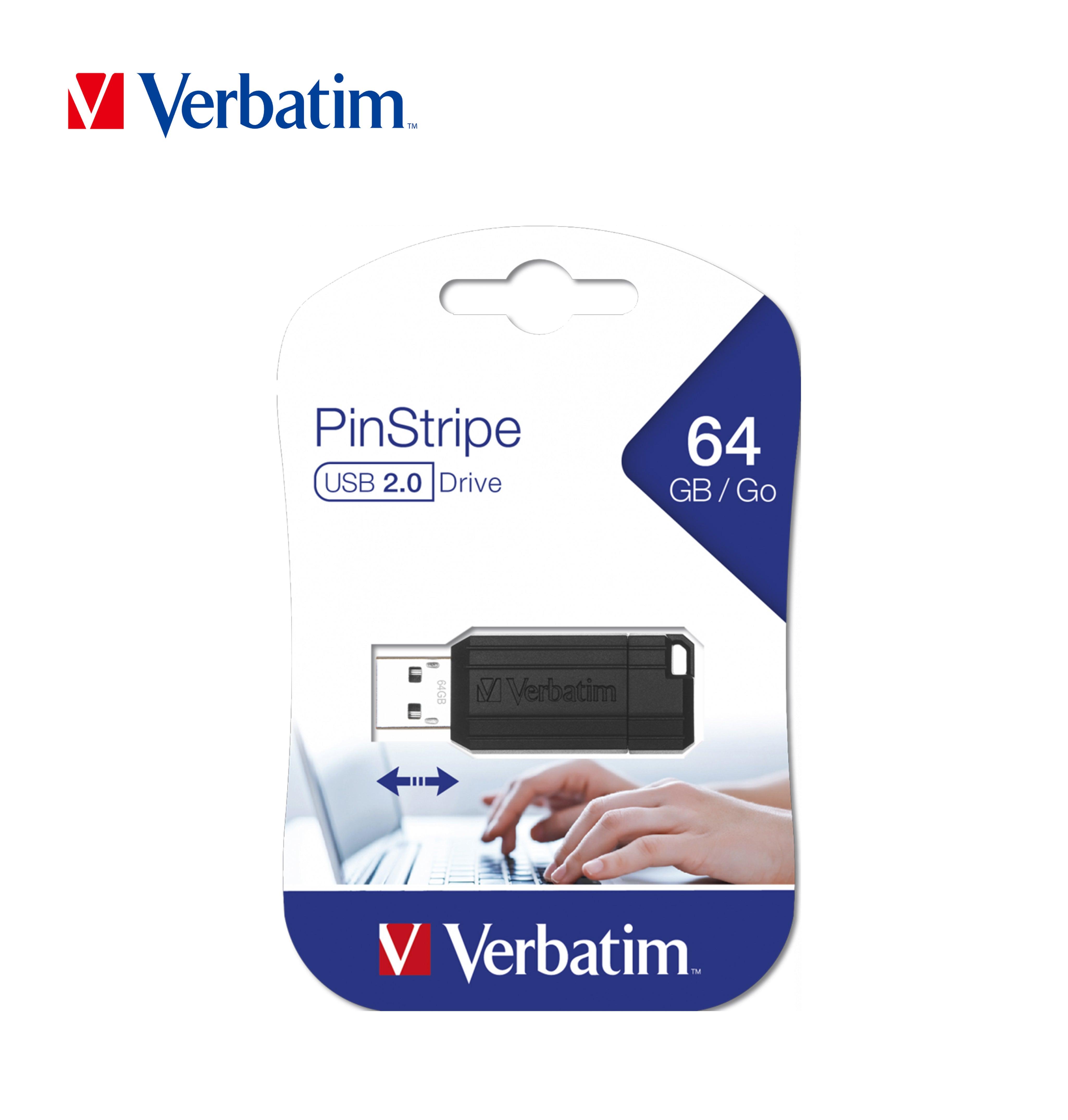 USB 64GB 2.0 VERBATIM PINSTRIPE BLACK BL1 - koseakasa