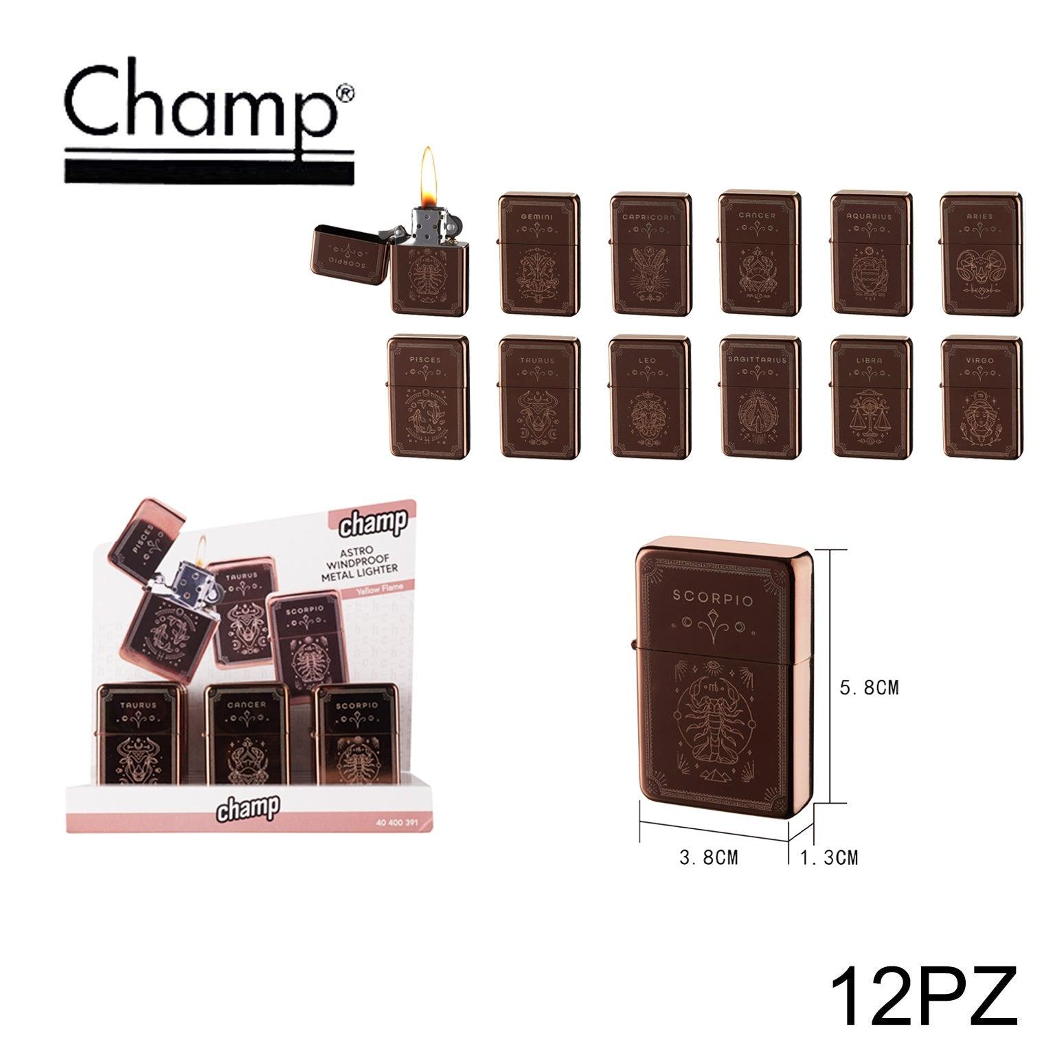 ART.40400391 CHAMP ASTRO GOLD PINK WP FLINT LIGHTER 12PZ - koseakasa