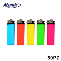 ART.3938505 ATOMIC ACCENDINO FLINT LIGHTER FLOWER WHEEL SOFTFLAME DISPOSABLE NEON ASS. CONF.50PZ - koseakasa