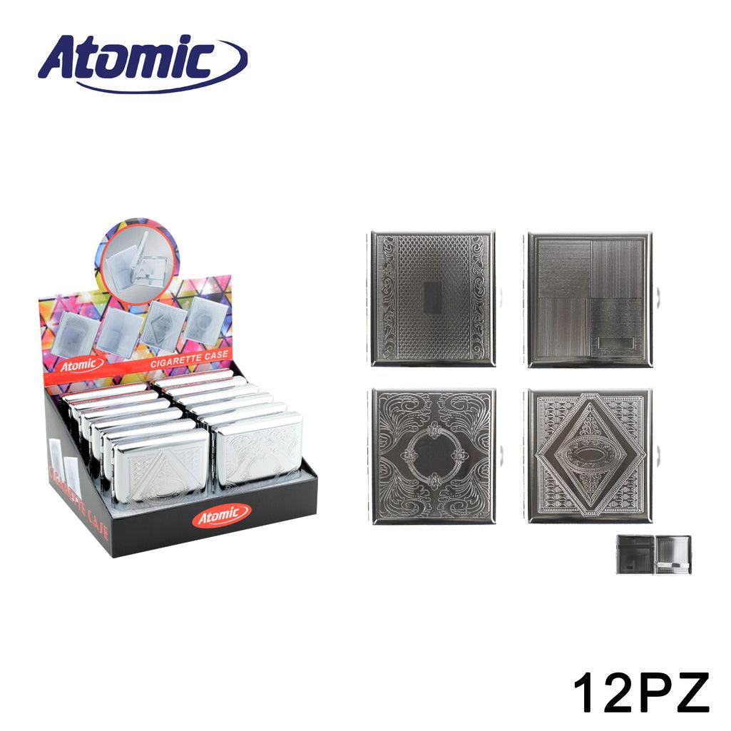 ART.0410642 ATOMIC PORTASIGARETTE CON CLIP IN METALLO CROMATO LUCIDO E/T 4 DESIGN CONF.12PZ - koseakasa