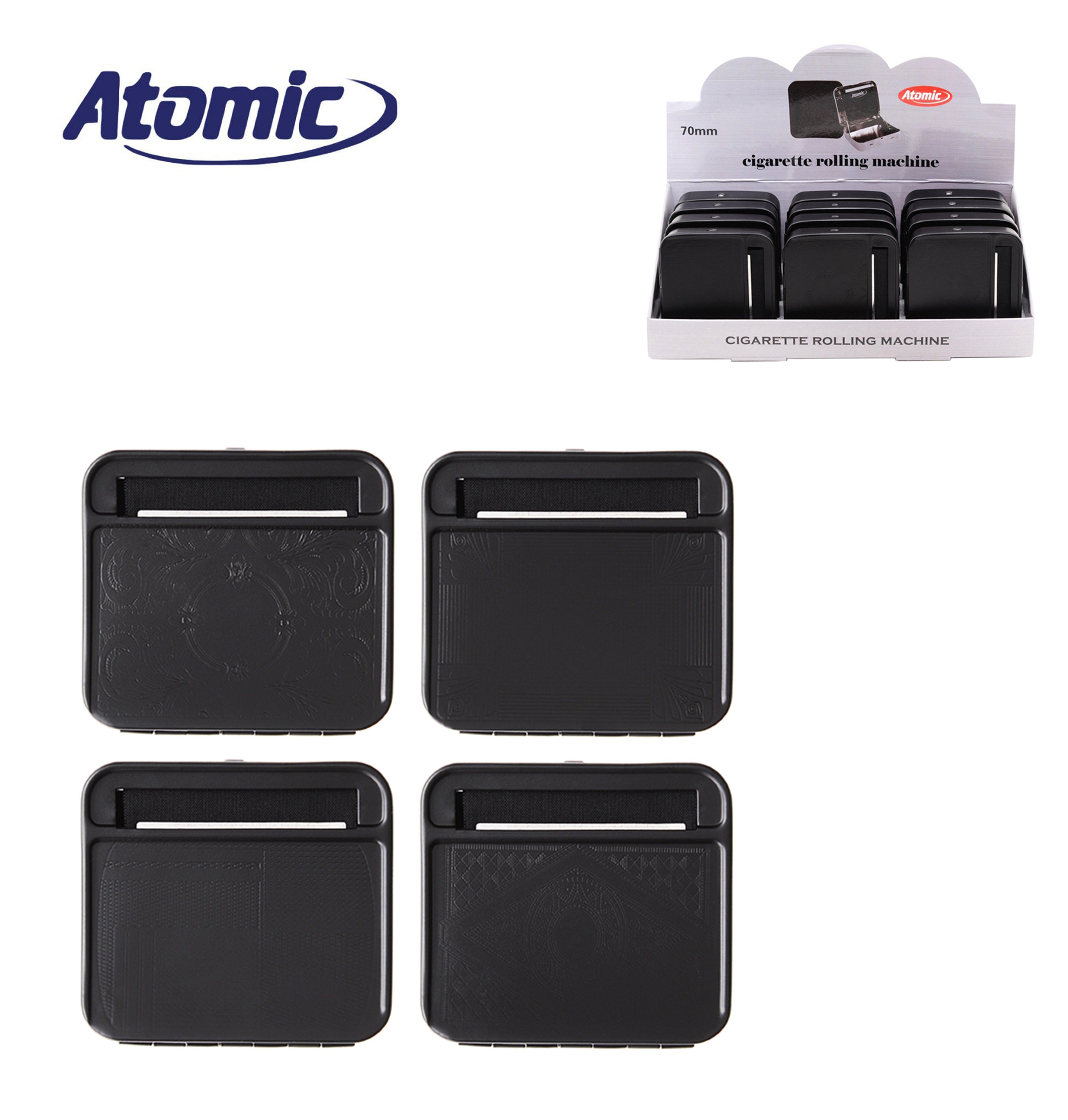 ART.0125011 ATOMIC MACCHINA PER ARROTOLARE LE SIGARETTE 70MM STANDARD NERO CONF.12PZ - koseakasa