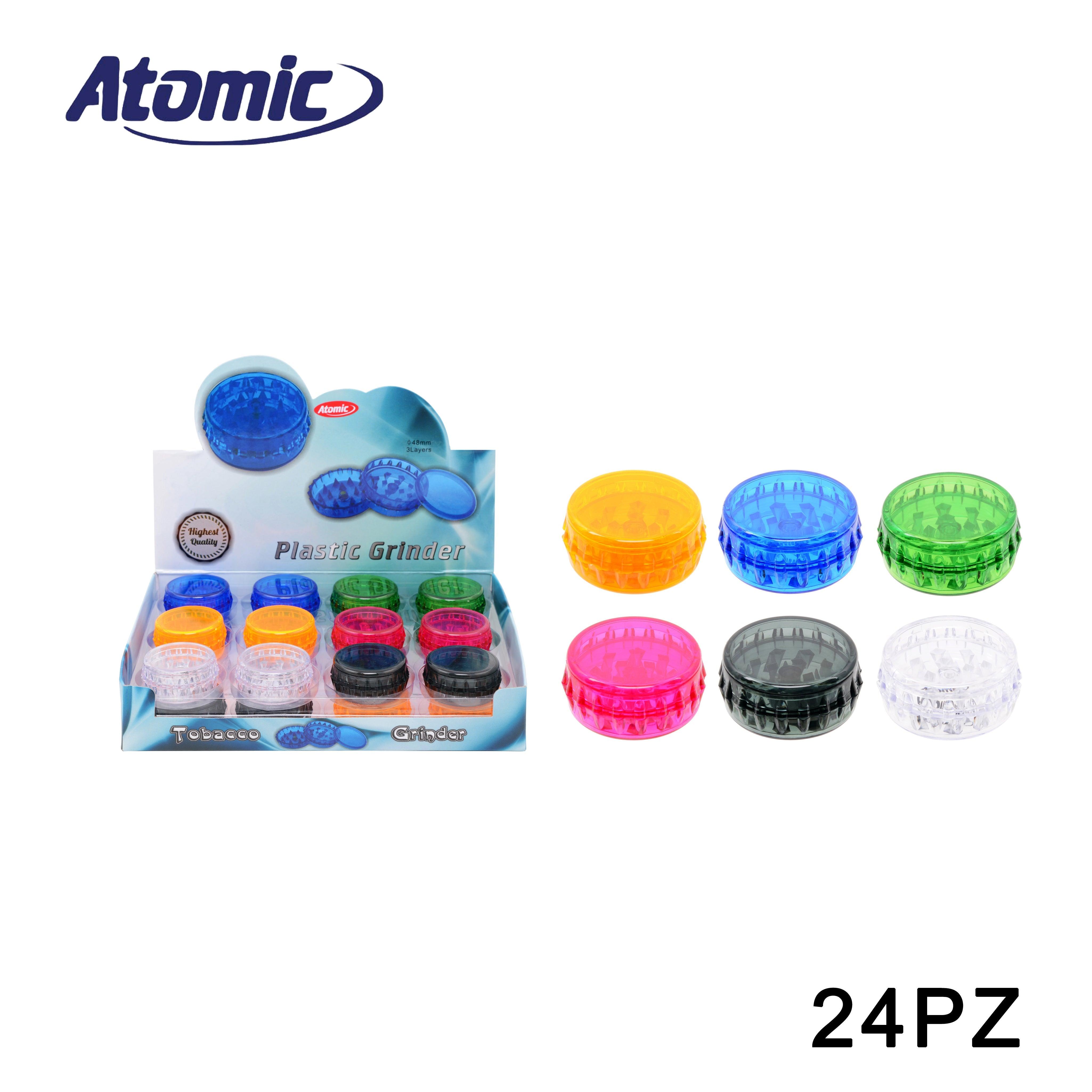 ART.0212465 ATOMIC GRINDER IN PLASTICA Ø48MM 6 COLORI ASS. CONF.24PZ - koseakasa