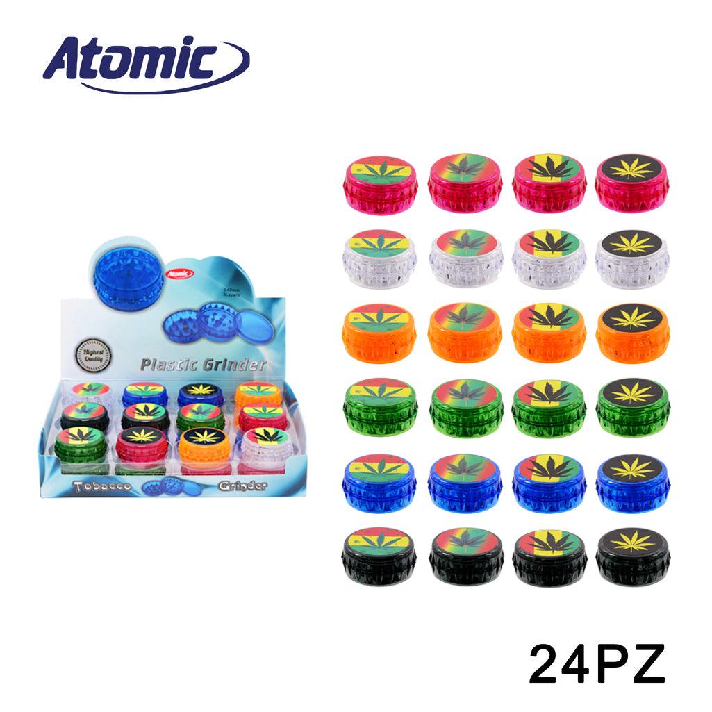 ART.0212466 ATOMIC GRINDER IN PLASTICA Ø48MM 6 COLORI 4 DISEGNI ASS. CONF.24PZ - koseakasa