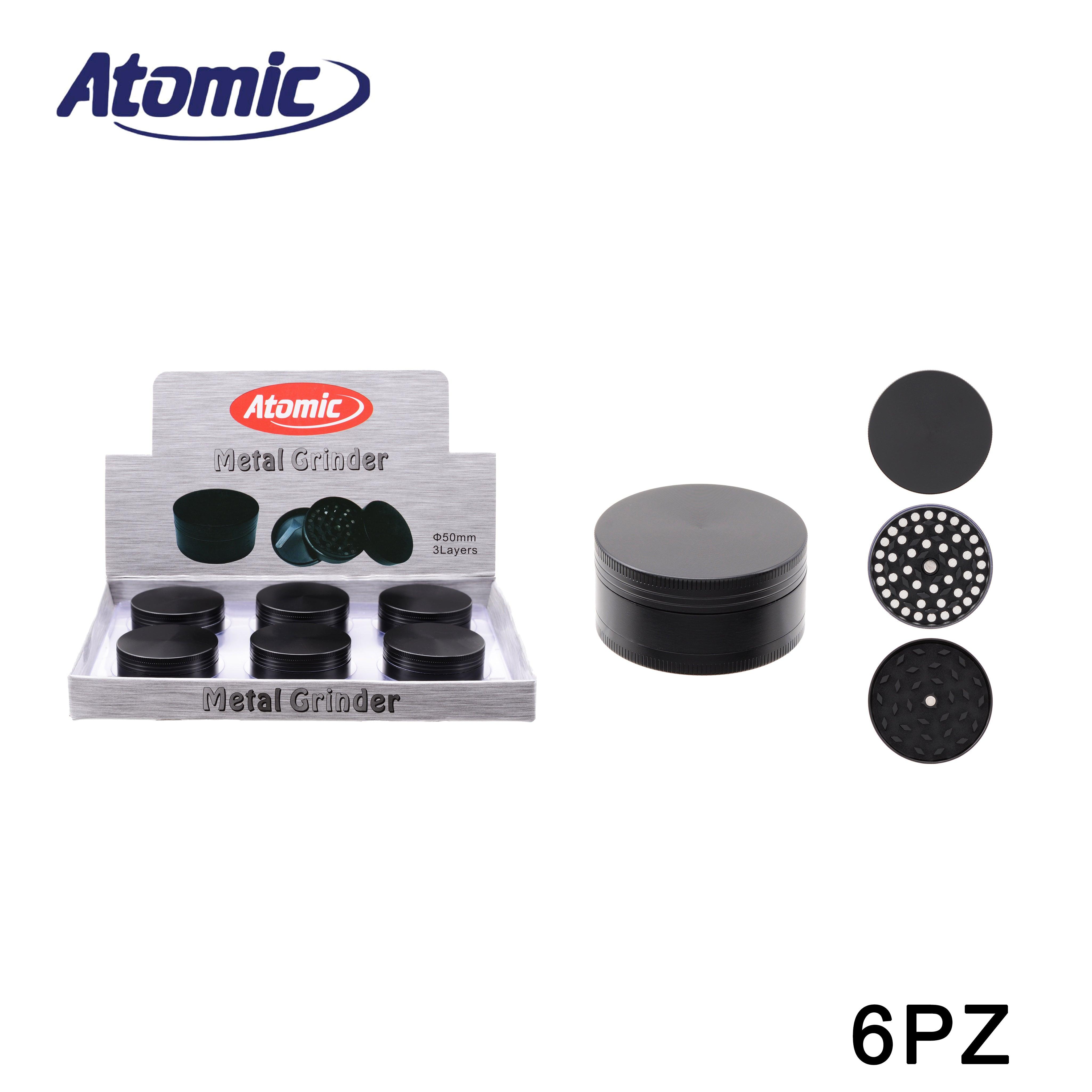 ART.0212525 ATOMIC GRINDER IN METALLO Ø50MM 3 PARTI TUTTO NERO CONF.6PZ - koseakasa
