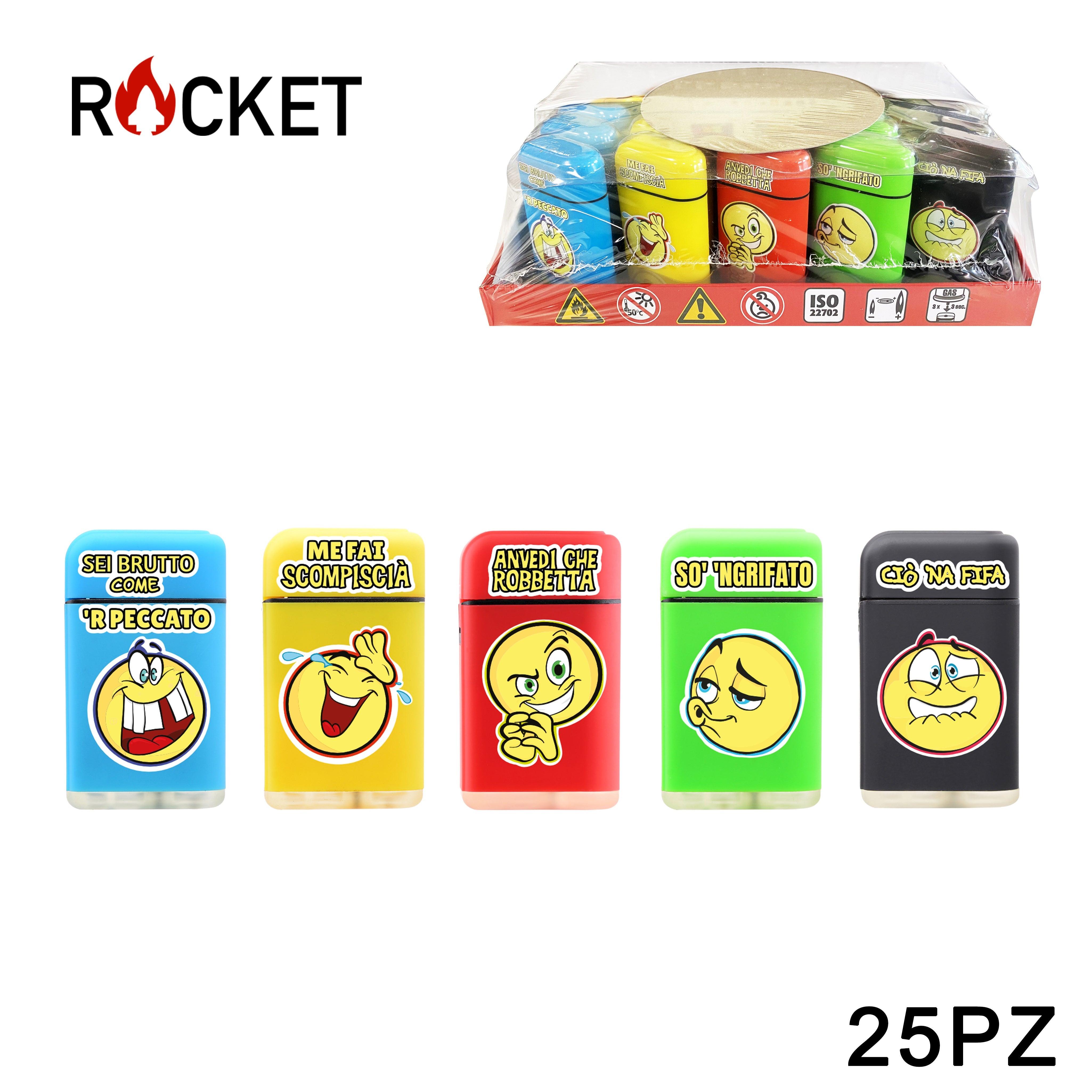 ART.8326317 ROCKET ACCENDINO TURBO RUBBER REFILLABLE SMILEY 25PZ - koseakasa