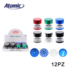 ART.0212587 ATOMIC GRINDER IN METAL 40MM 4 PARTI 6 COLORI ASS. CONF.12PZ - koseakasa
