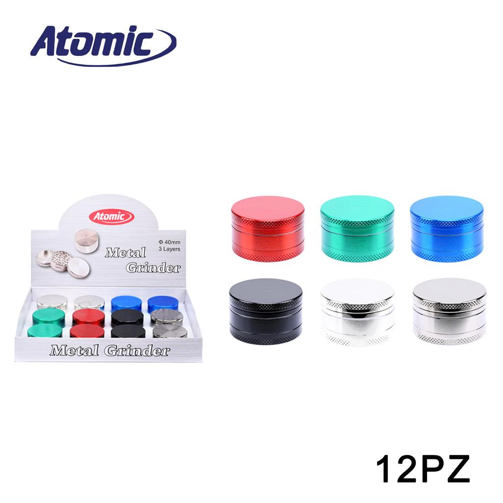ART.0212593 ATOMIC GRINDER 40MM 3 PARTI 6 COLORI ASS. CONF.12PZ - koseakasa