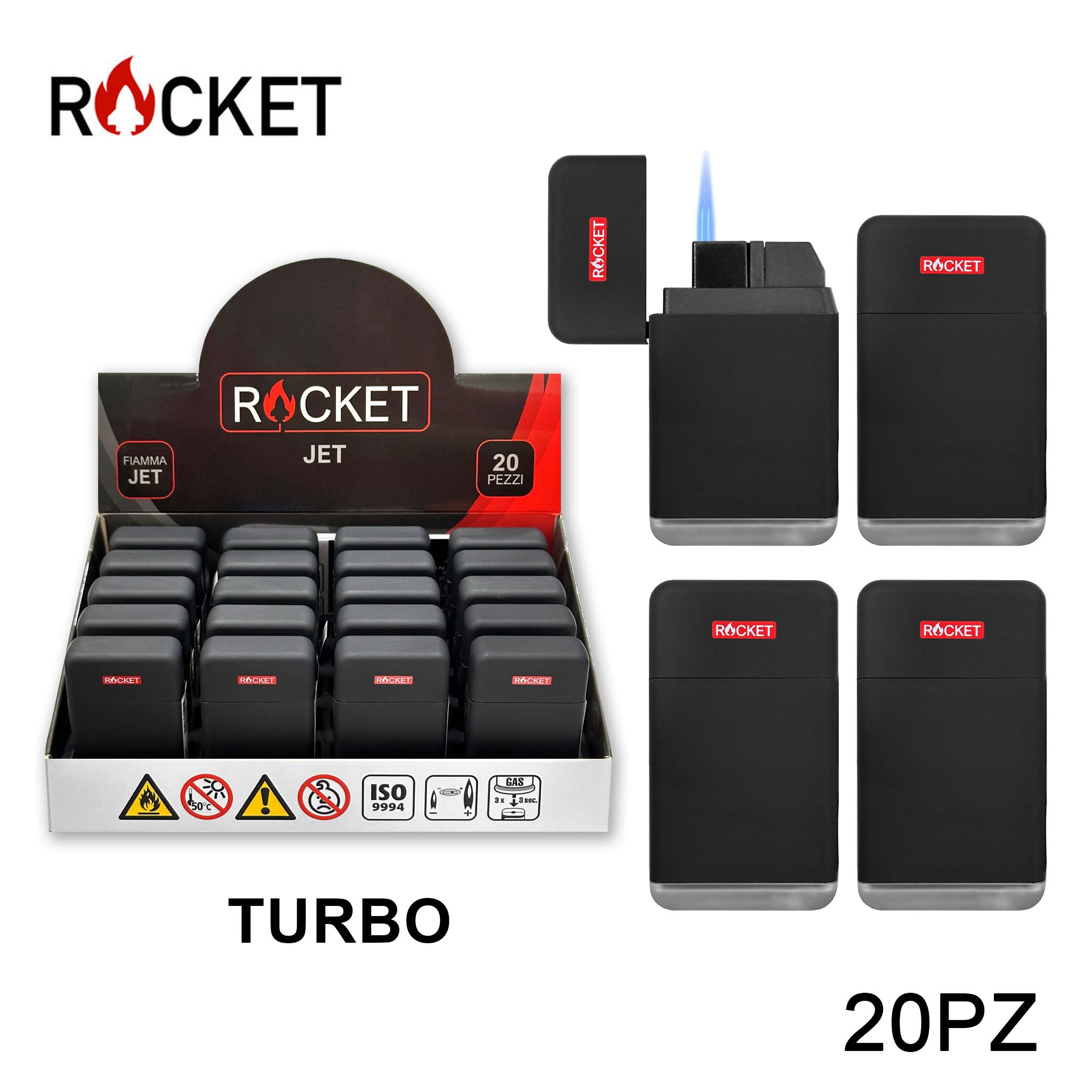 ART.8326256 ROCKET RUBBER ACCENDINO BLU TURBO NERO 20PZ - koseakasa