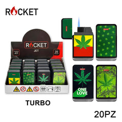 ART.8326260 ROCKET RUBBER ACCENDINO BLU TURBO BLACK CANNABIS 20PZ - koseakasa