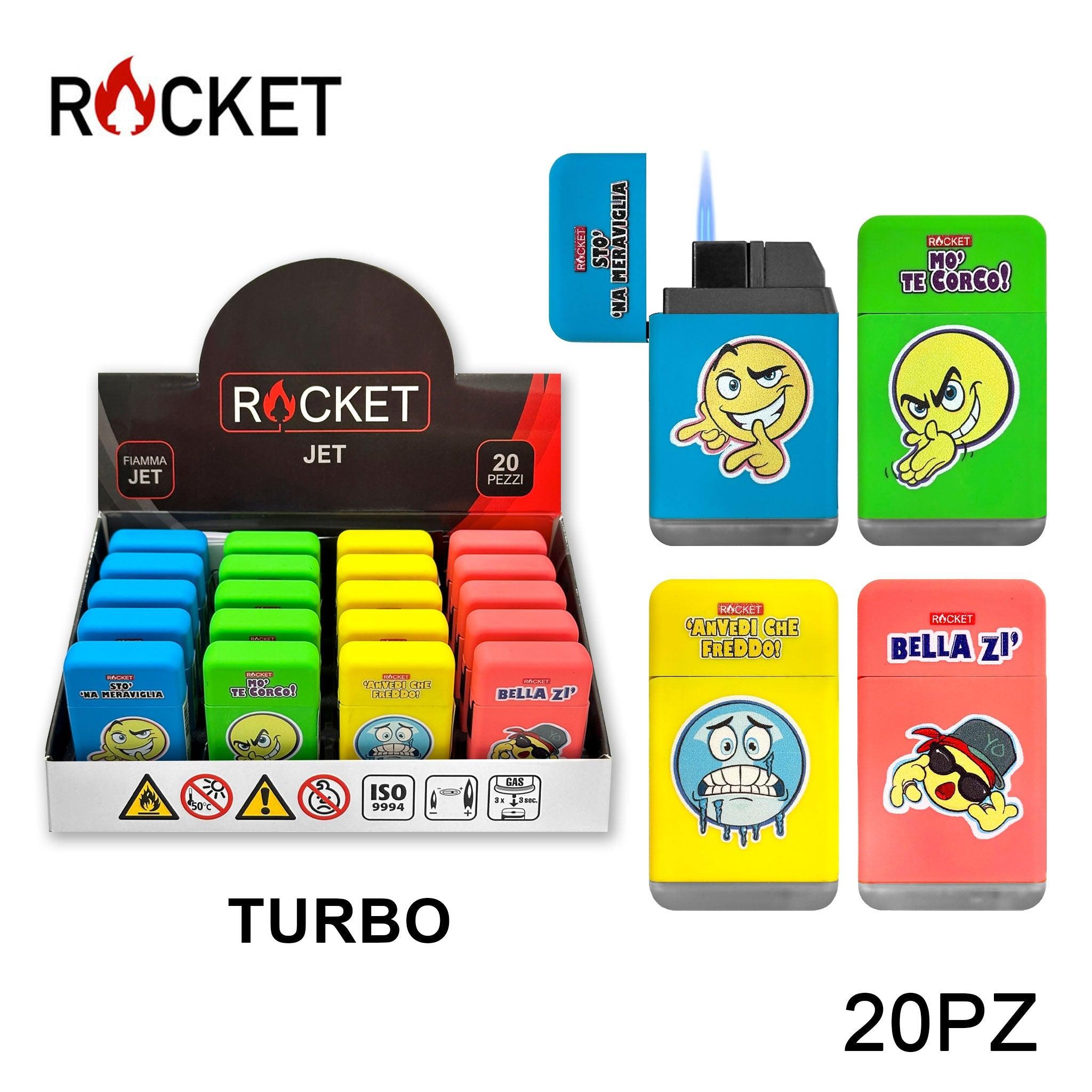 ART.8326263 ROCKET RUBBER ACCENDINO BLU TURBO NEON EMOJI 20PZ - koseakasa