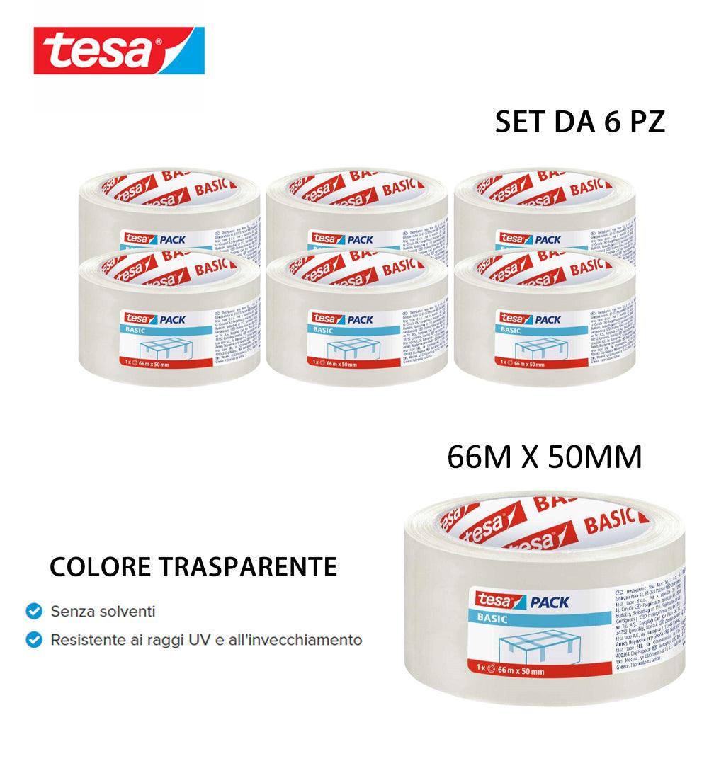 TESA NASTRO IMBALLO BASIC PP 66MX50MM TRASPARENTE 6PZ - koseakasa