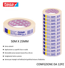 TESA COMET NASTRO ADESIVO CARTA 50MX25MM AVANA 12PZ - koseakasa