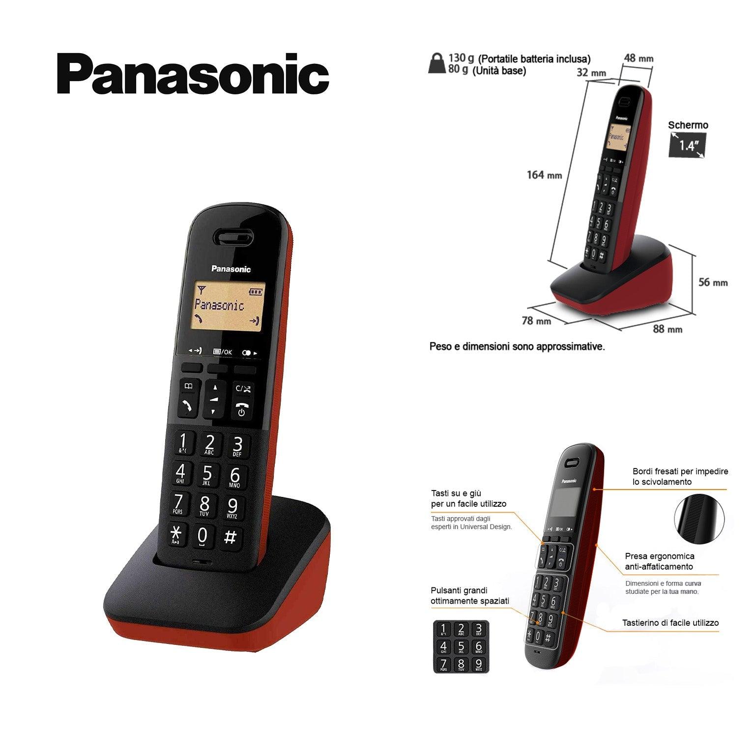 PANASONIC KX-TGB610JTR TELEFONO CORDLESS DIGITALE NERO/ROSSO - koseakasa