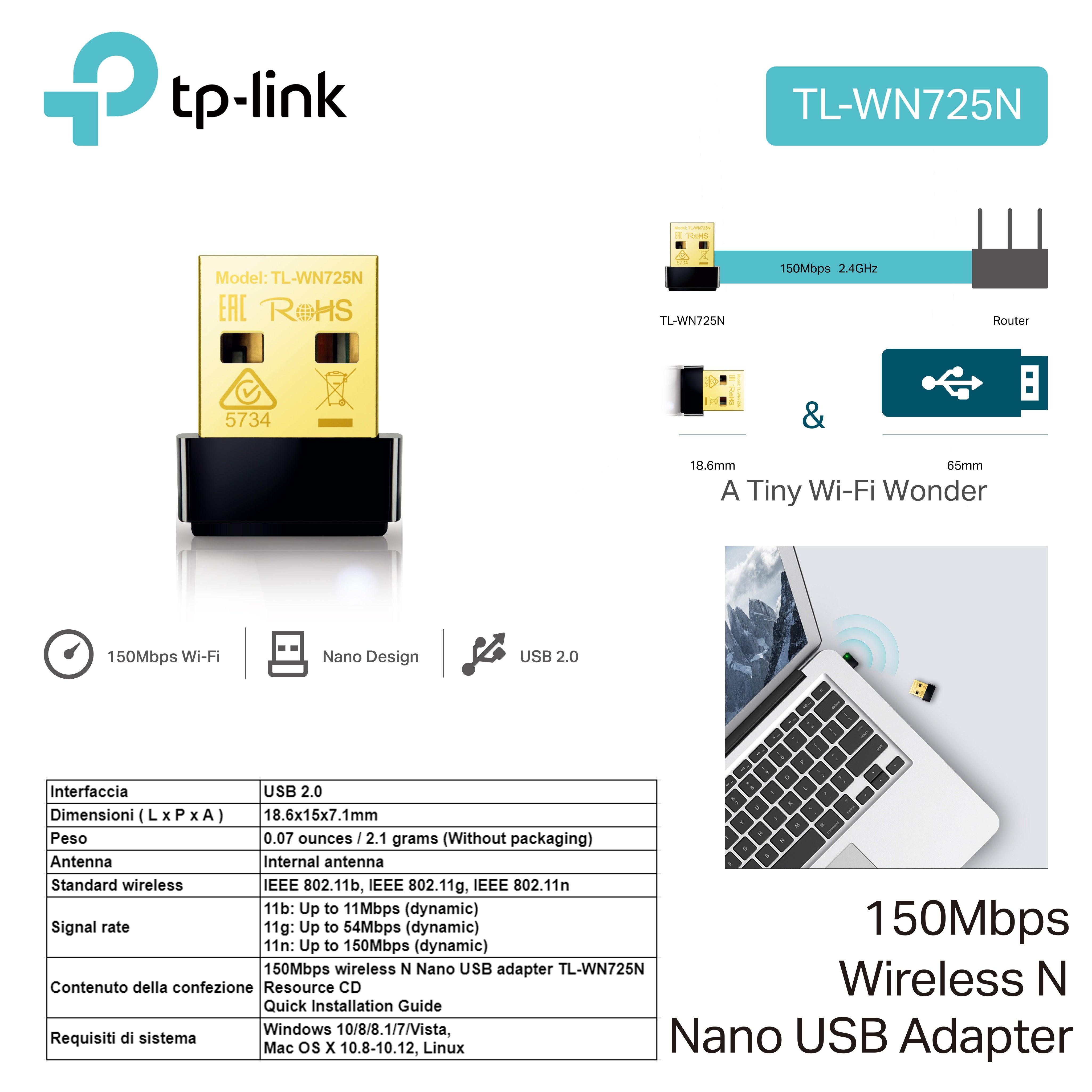 USB NANO 150MB WIRE TP-LINK ART.TL-WN725N 1PZ - koseakasa
