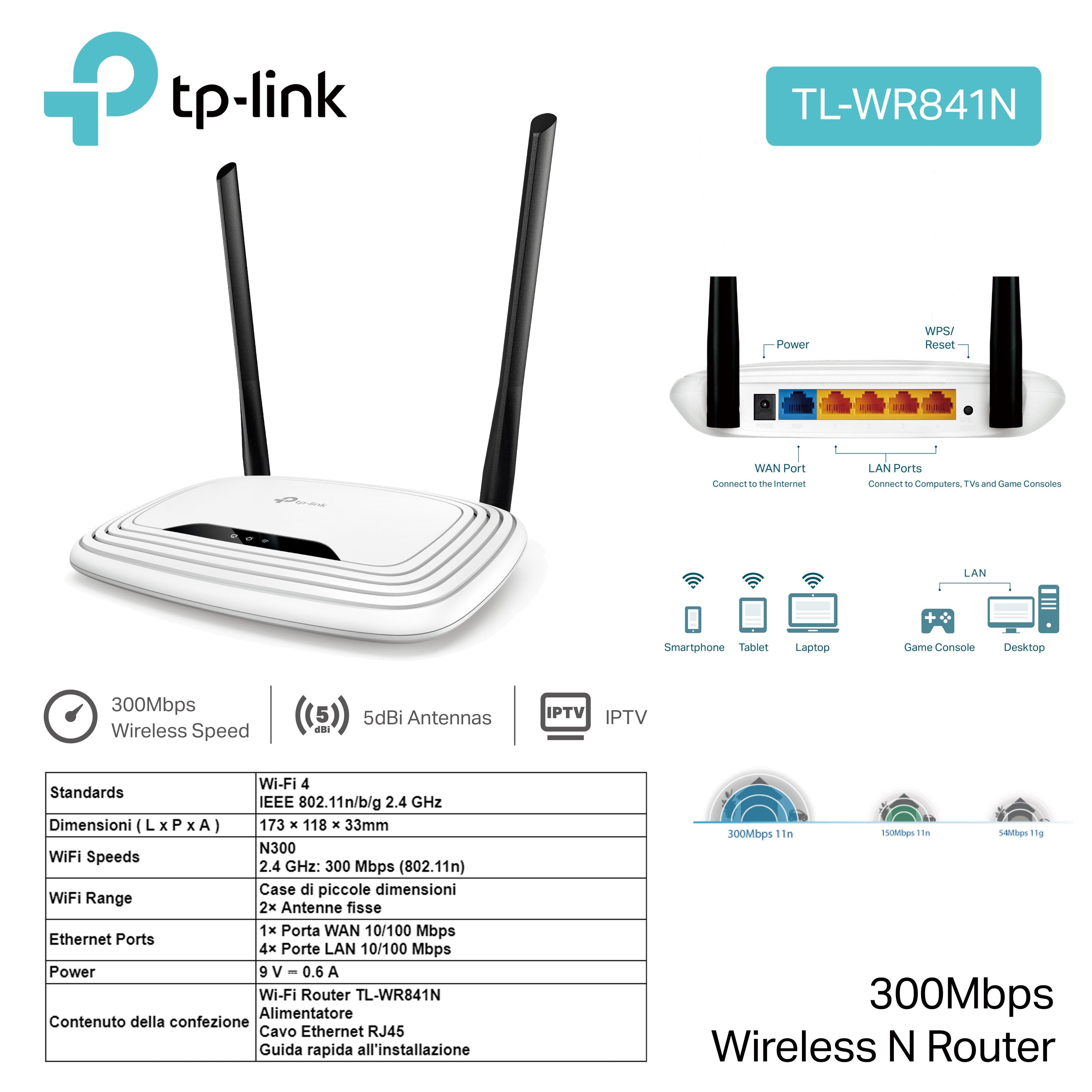 ROUTER 300MB WIRE TP-LINK ART.TL-WR841N 1PZ - koseakasa