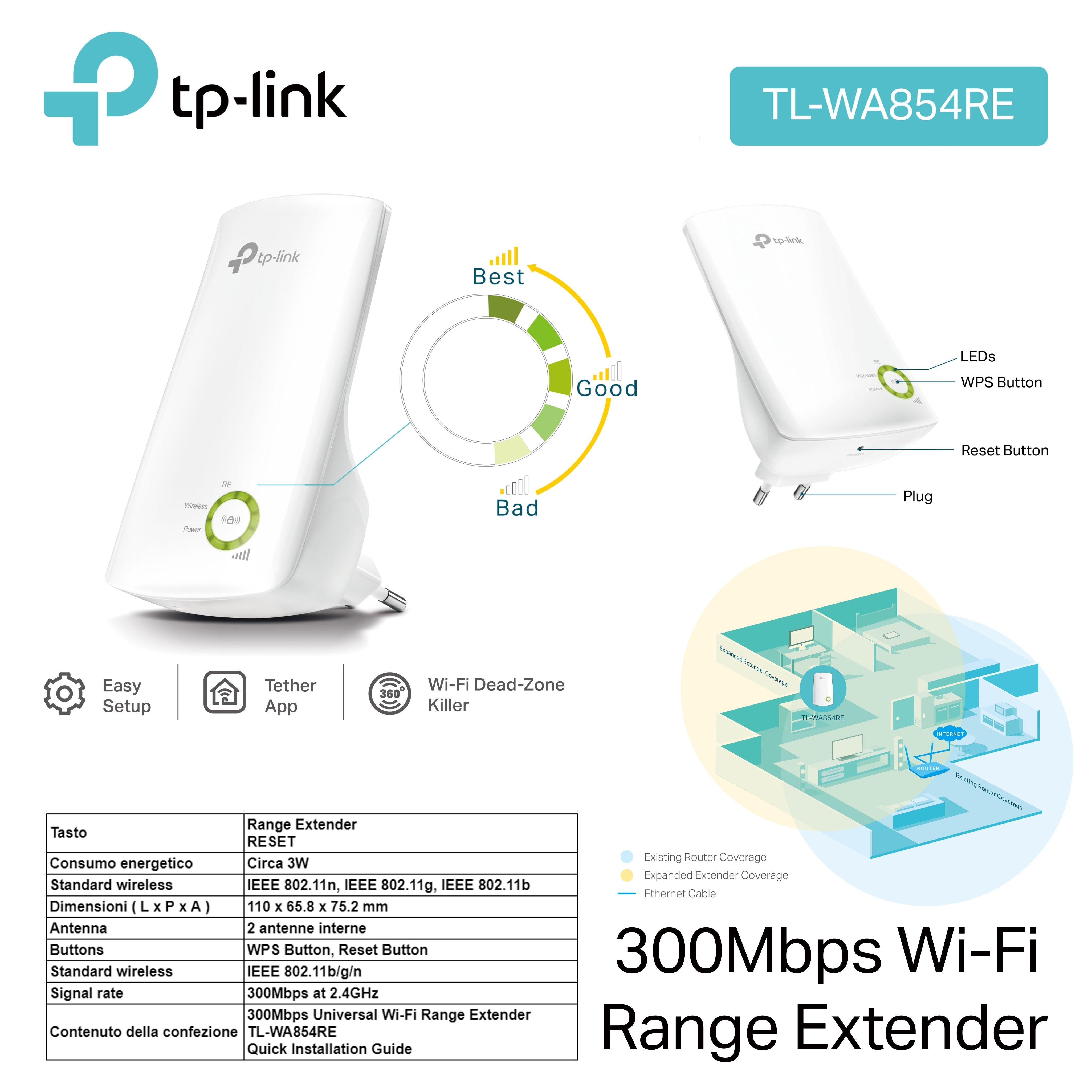 RANGE EXTENDER WIFI 300MB TP-LINK ART.TL-WA854RE 1PZ - koseakasa