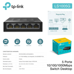 SWITCH 5 PORTE 1000MB TP-LINK ART.LS1005G 1PZ - koseakasa