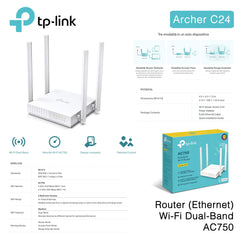 ROUTER 750MB DUAL BAND WIFI TP-LINK ART.ARCHER C24 1PZ - koseakasa