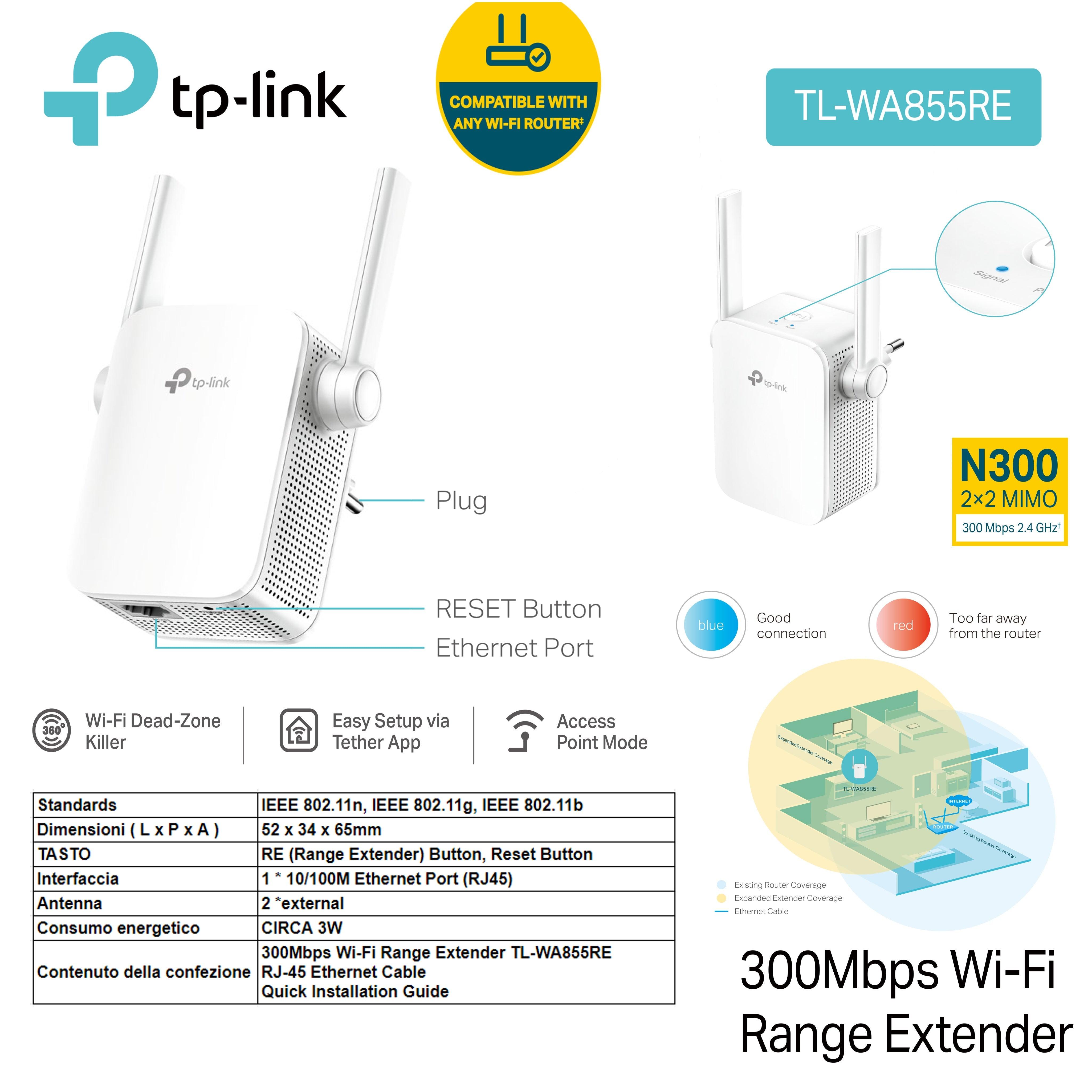RANGE EXTENDER WIFI 300MB TP-LINK ART.TL-WA855RE 1PZ - koseakasa