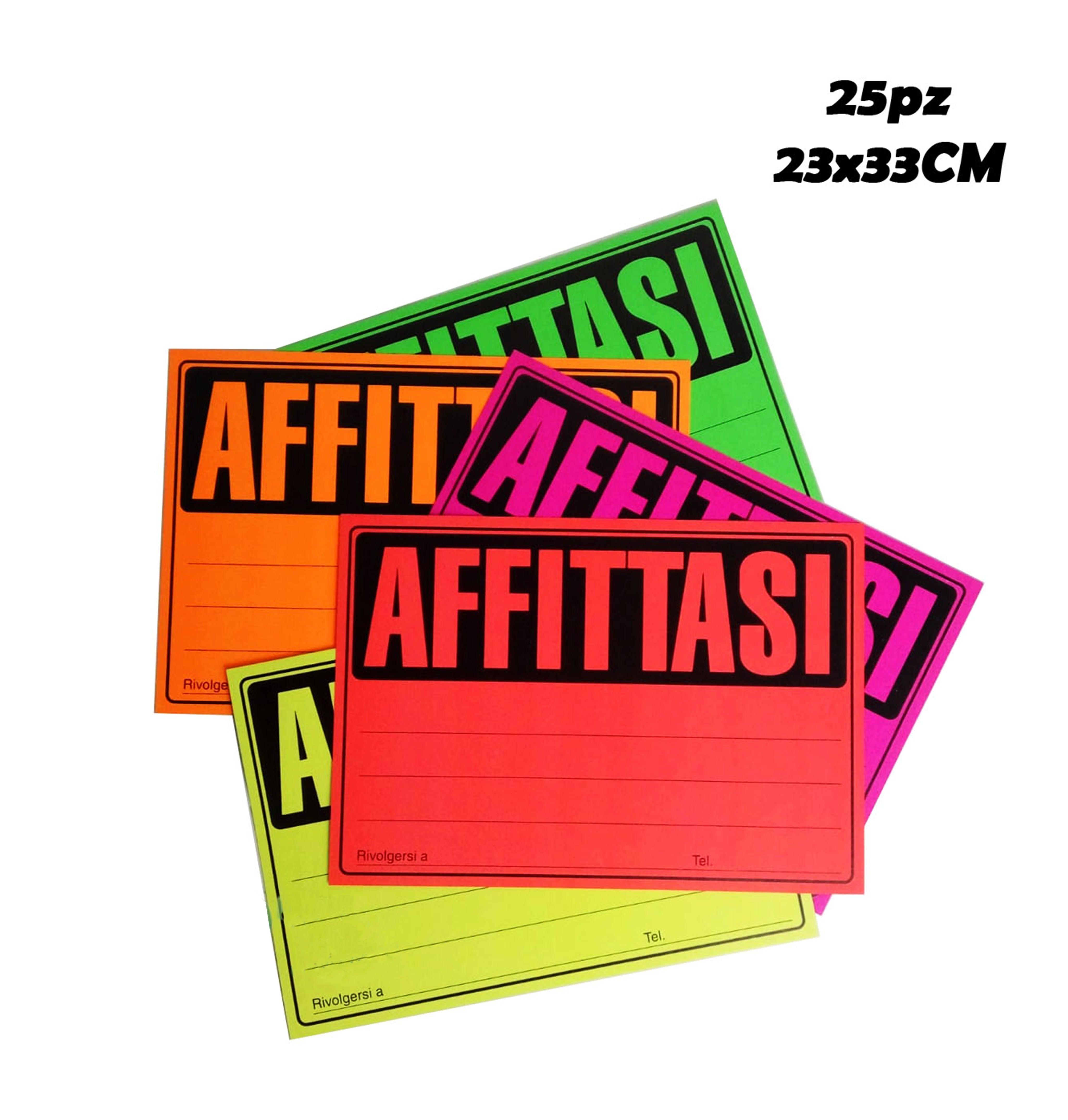 CARTELLI AFFITTASI FLUO 25PZ 23X33 ART.10966 BL1 - koseakasa