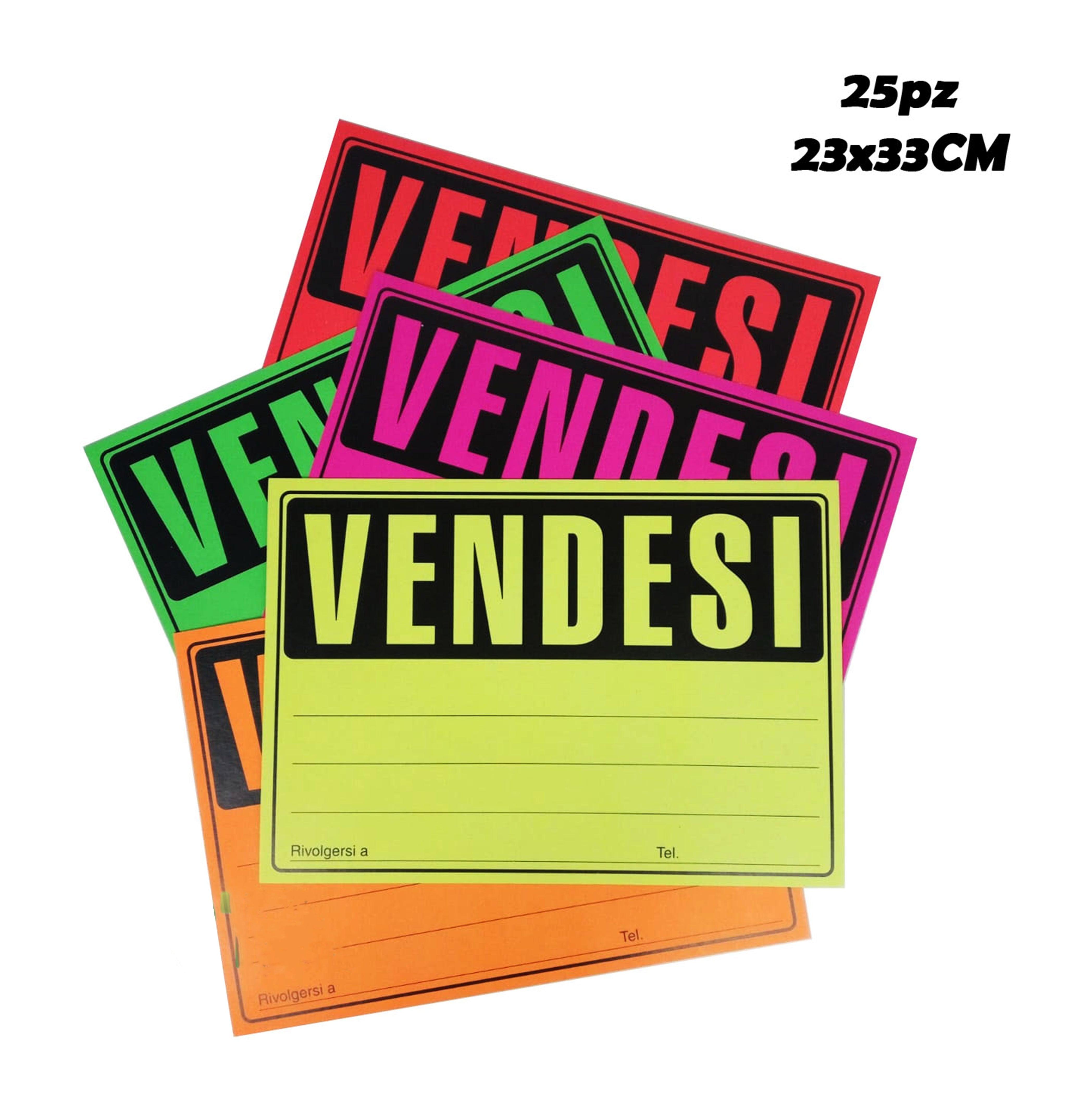 CARTELLI FLUO VENDESI 25PZ 23X33 ART.10967 BL1 - koseakasa
