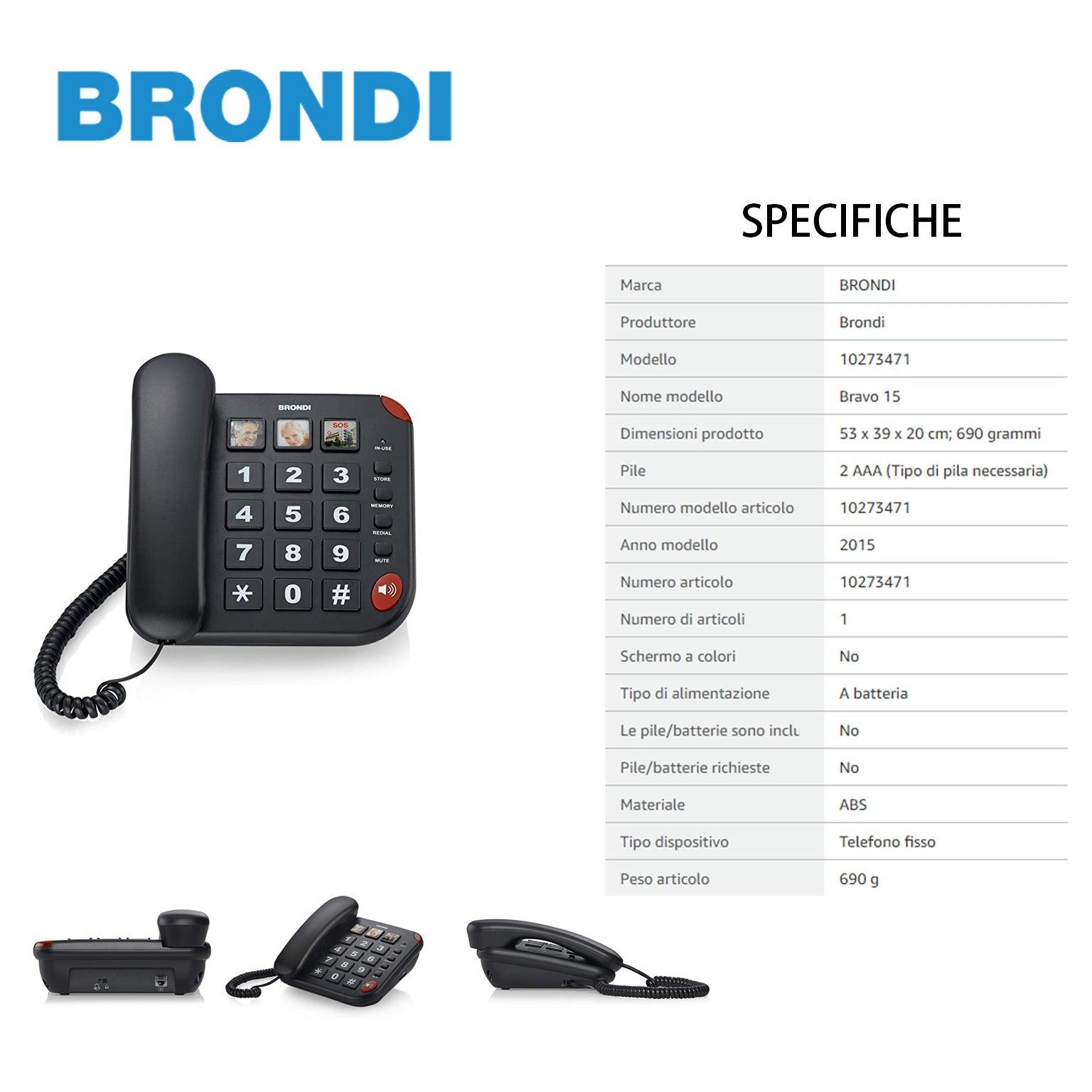 BRONDI BRAVO 15 NERO TELEFONO FISSO - koseakasa