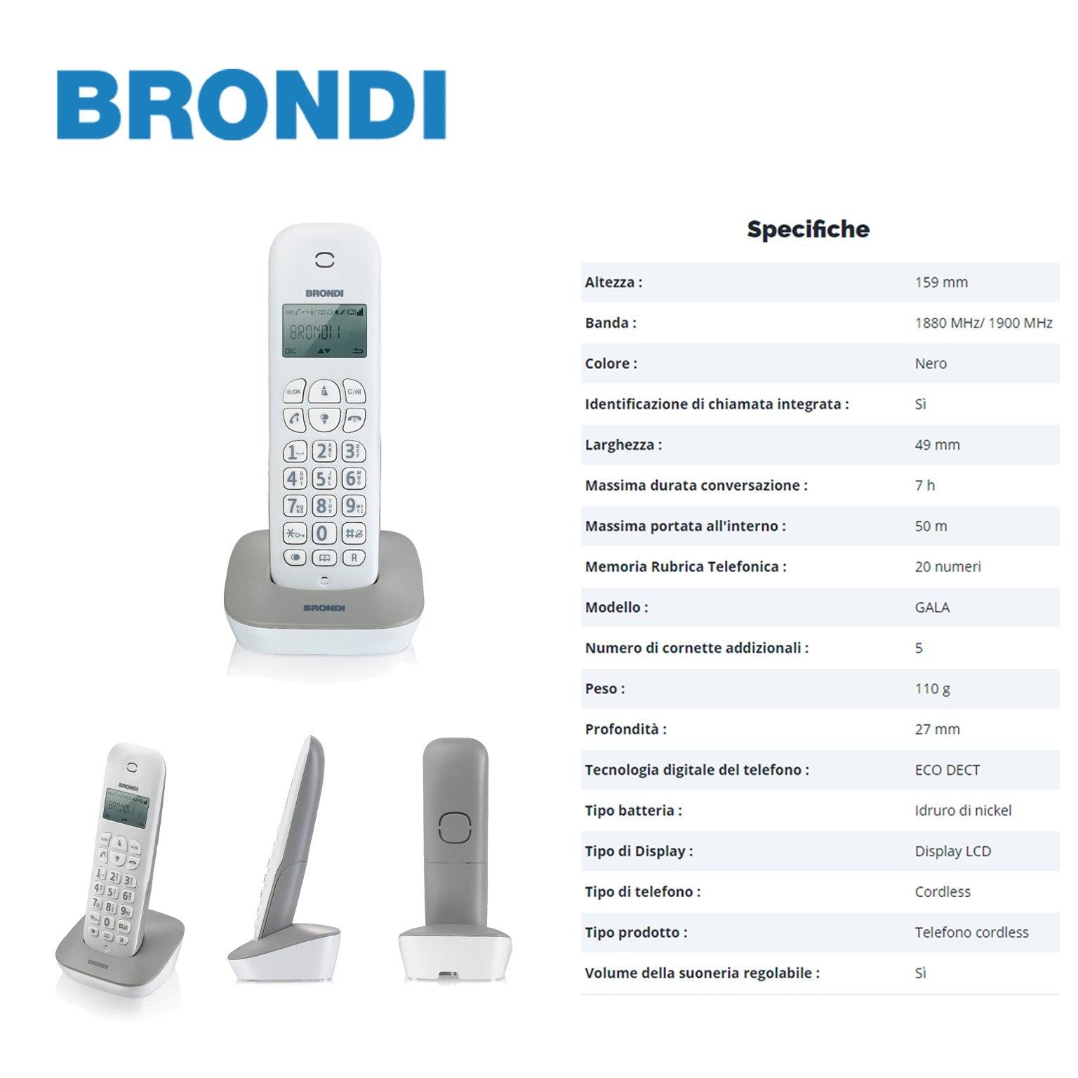 BRONDI GALA CORDLESS DIGITALE TELEFONO BIANCO 1PZ - koseakasa