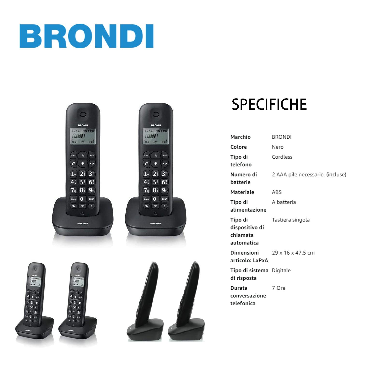 BRONDI GALA TWIN NERO CORDLESS TELEFONO - koseakasa