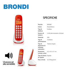 BRONDI ADARA ROSSO/BIANCO CORDLESS TELEFONO - koseakasa