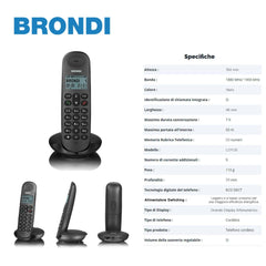 BRONDI LOTUS CORDLESS DIGITALE TELEFONO NERO 1PZ - koseakasa