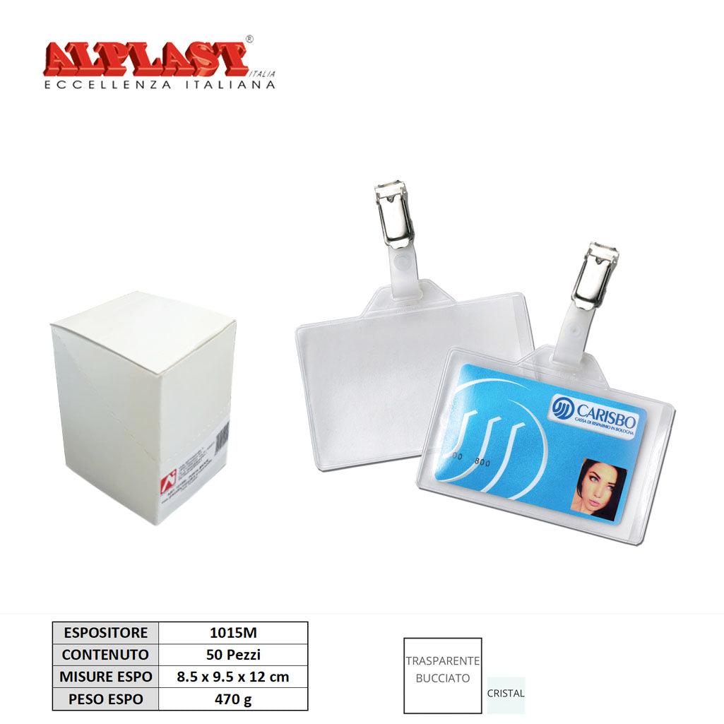 PORTA BADGE 50PZ CON PINZETTA METALLICA A COCCODRILLO ALPLAST ART.1015M PZ1 - koseakasa