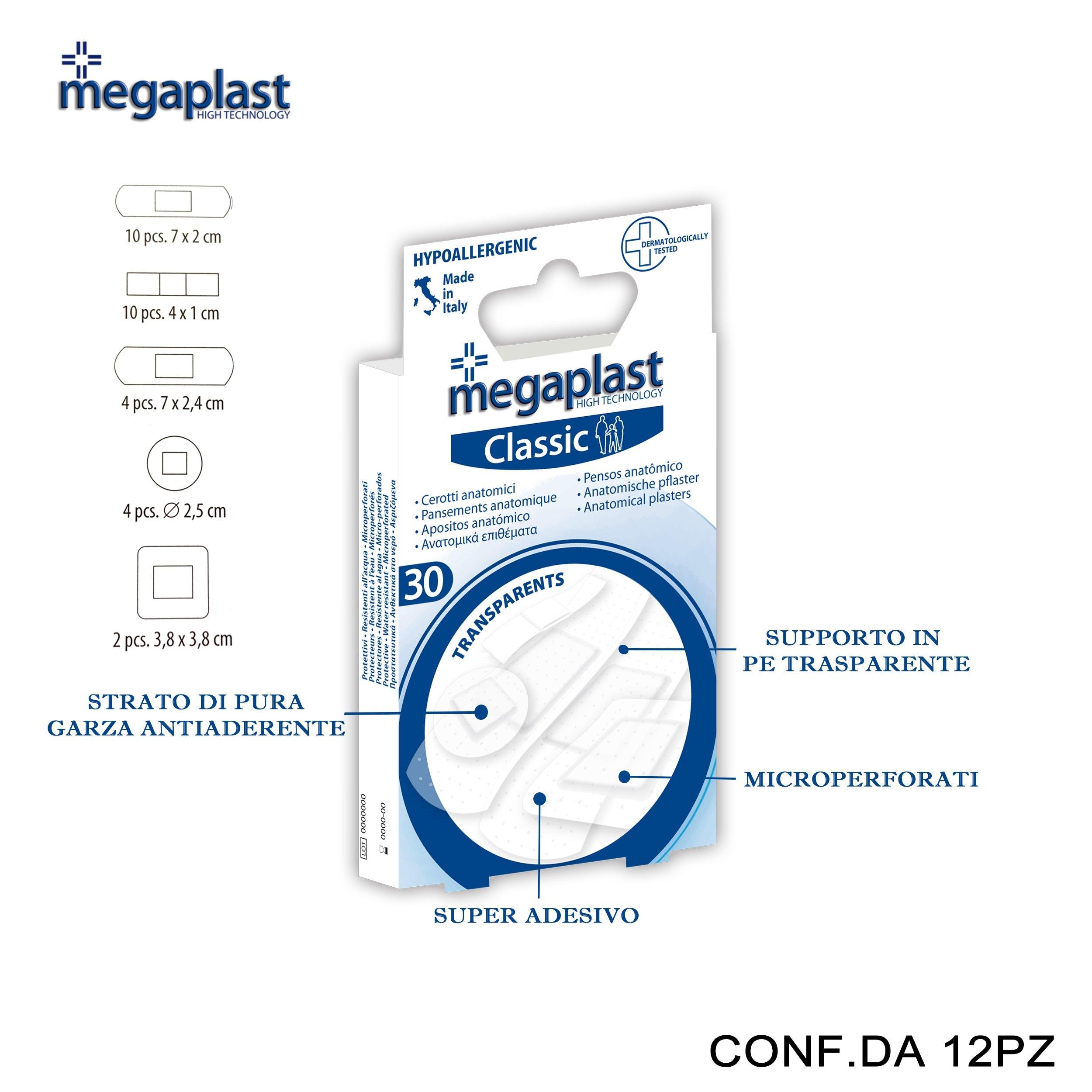 ART.112387 MEGAPLAST CLASSIC ML 30 CEROTTI ASSORTITI TRASPARENTI CONF.30 12PZ - koseakasa