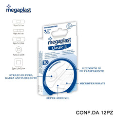 ART.112387 MEGAPLAST CLASSIC ML 30 CEROTTI ASSORTITI TRASPARENTI CONF.30 12PZ - koseakasa