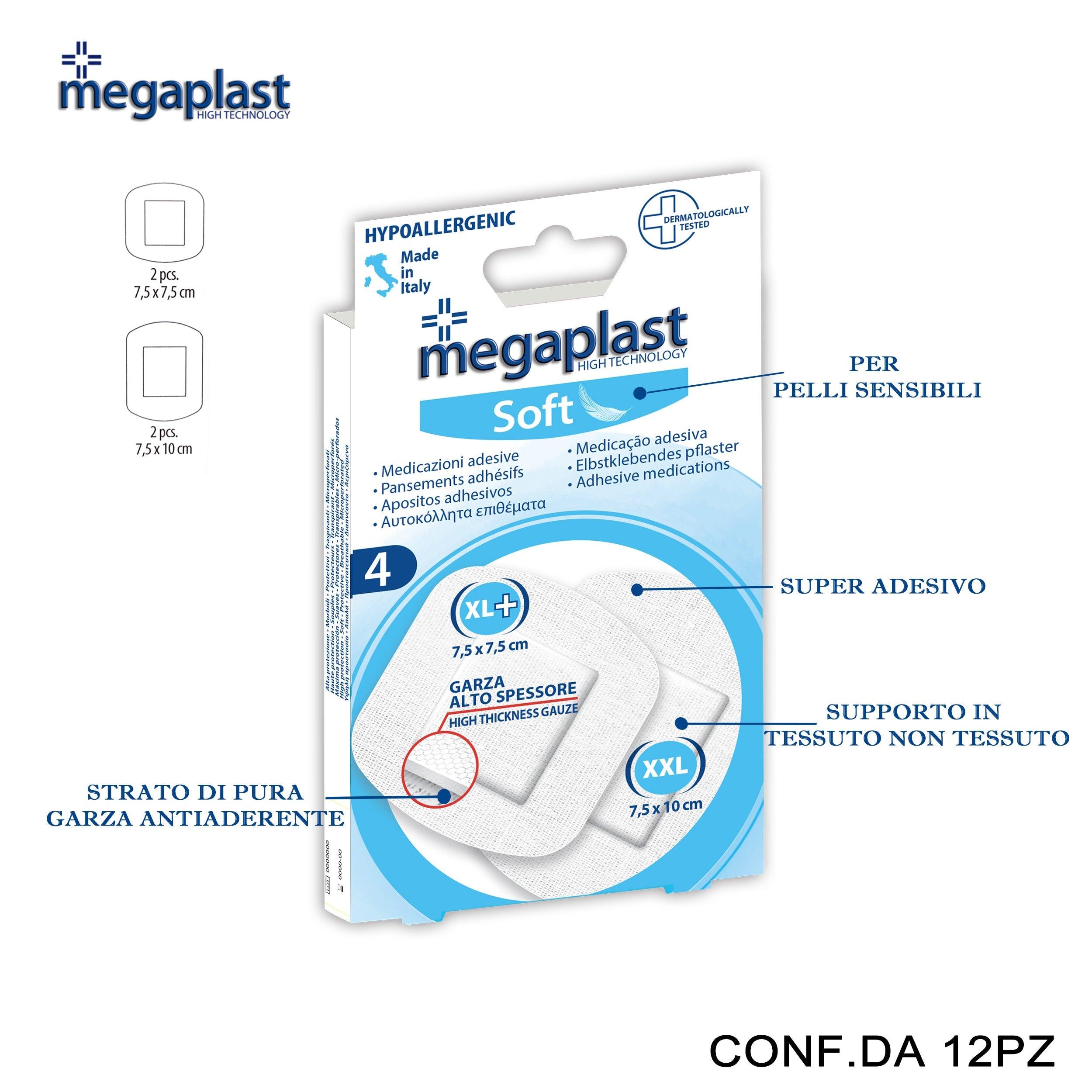 ART.112424 MEGAPLAST SOFT ML 4 CEROTTI POST/OP TNT/BIANCO XL XXL CONF.4 12PZ - koseakasa