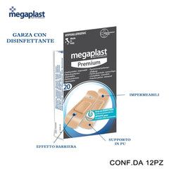 ART.112448 MEGAPLAST PREMIUM ML 20 CEROTTI PREMIUM 7X2CM IMPERMEABILI CONF.20 12PZ - koseakasa