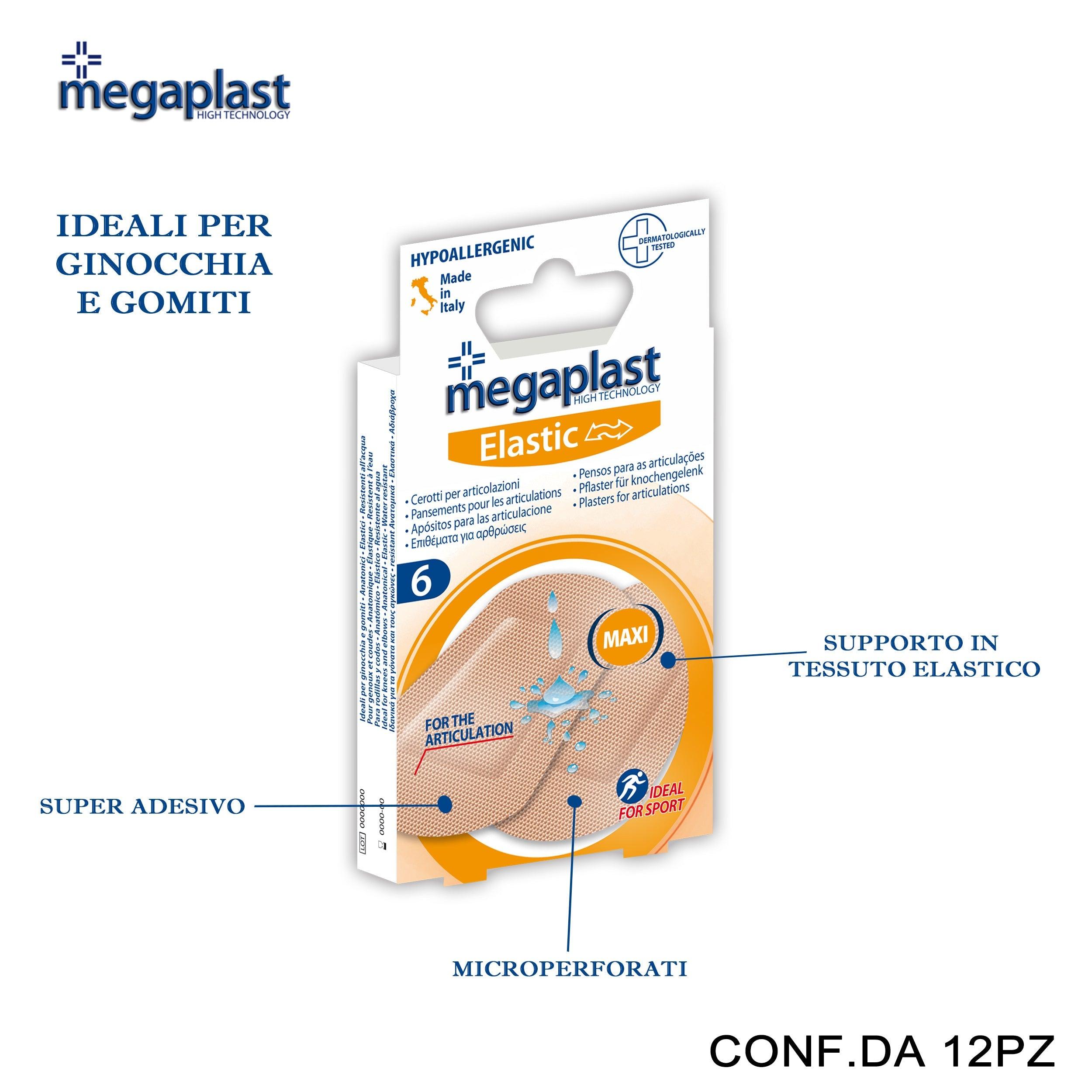 ART.112837 MEGAPLAST ELASTIC ML 6 CEROTTI GOMITO GINOCCHIO CONF.6 12PZ - koseakasa