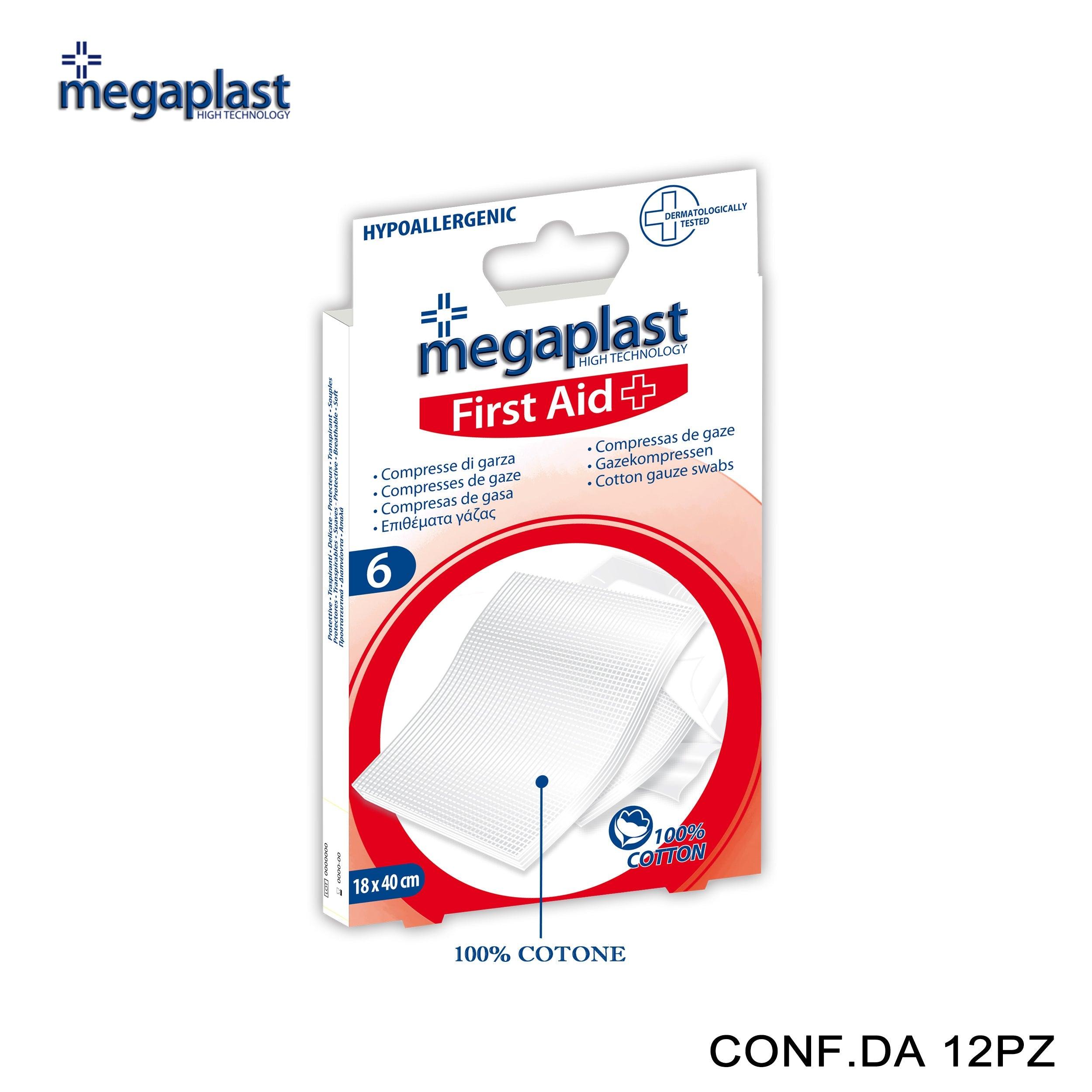 ART.114954 MEGAPLAST FIRST AID 6 COMPRESSE 18X40CM STERILI CONF.6 12PZ - koseakasa