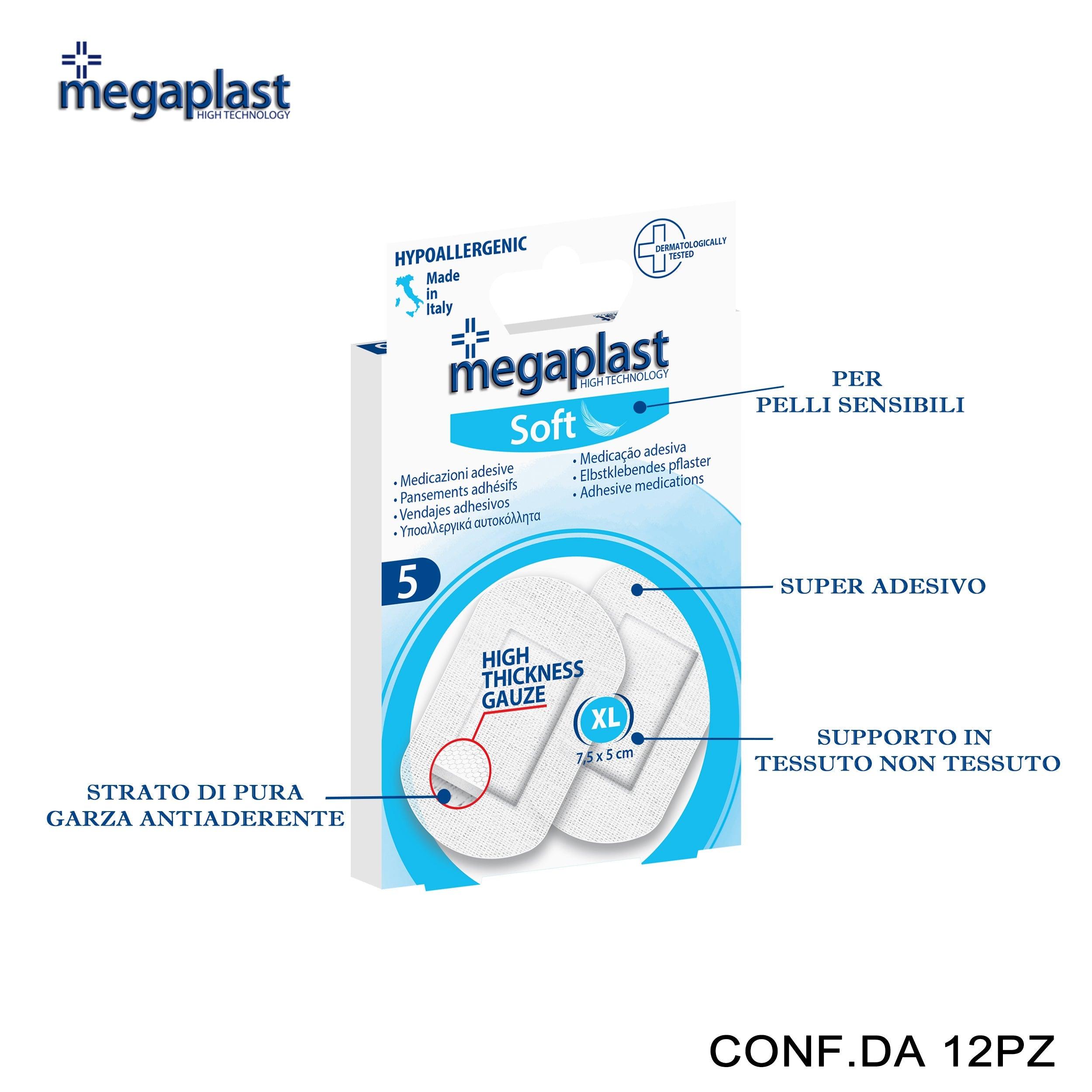 ART.118594 MEGAPLAST SOFT CEROTTI 7.5X5CM TNT/BIANCO CONF.5 12PZ - koseakasa