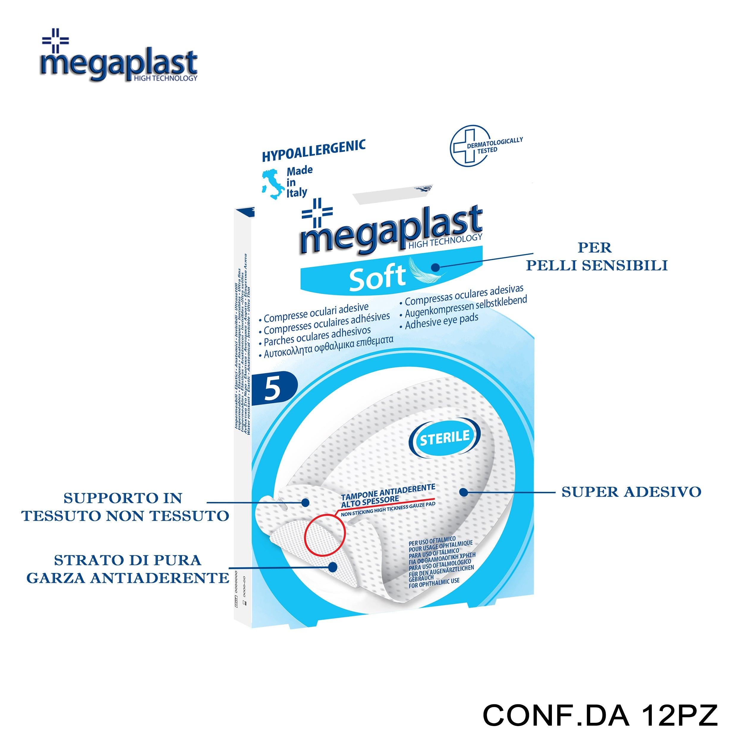 ART.119201 MEGAPLST SOFT ML 5 COMPRESSE OCULARI STERILI CONF.5 12PZ - koseakasa