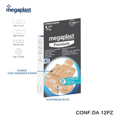 ART.120382 MEGAPLAST PREMIUM 40 CEROTTI PREMIUM ASSORTITI CONF.40 12PZ - koseakasa