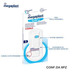ART.120399 MEGAPLAST SOFT 3 CEROTTI 10X25 TNT/BIANCO STERILE CONF.3 6PZ - koseakasa