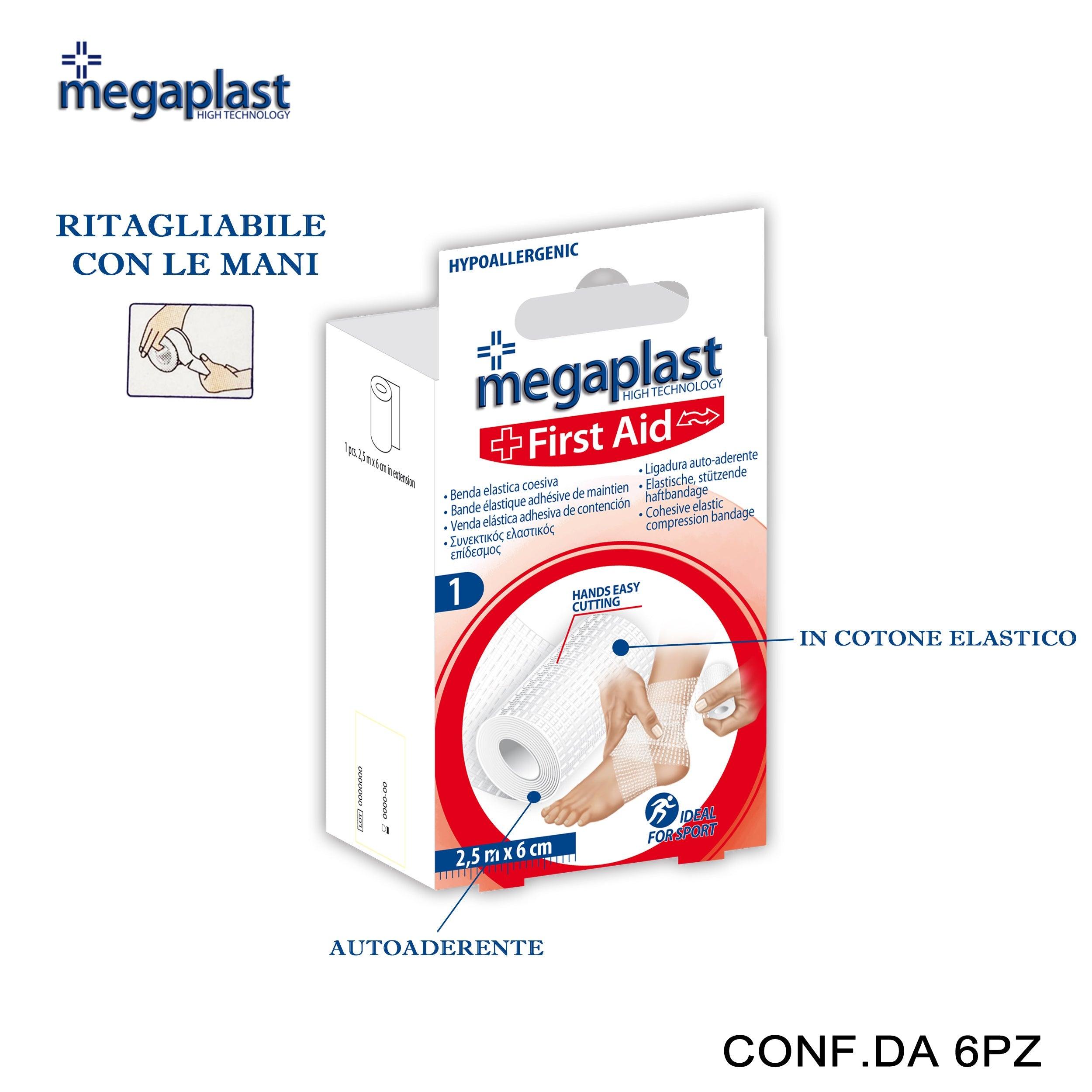 ART.150174 MEGAPLAST FIRST AID ML 1 BENDA 2.5MX6CM COESIVA CONF.1 6PZ - koseakasa