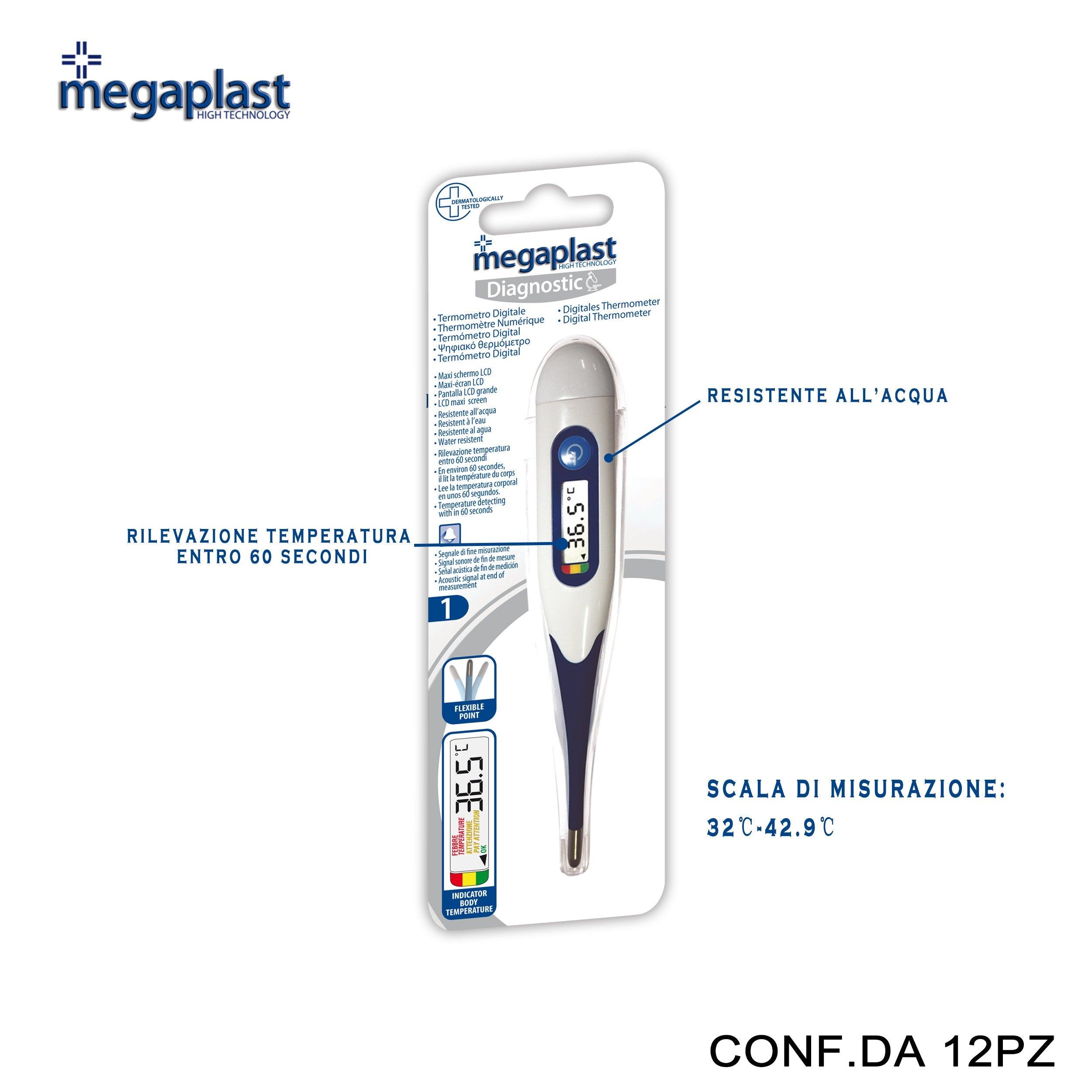 ART.163877 MEGAPLAST DIAGOSTIC TERMOMETRO DIGITALE BL1 12PZ - koseakasa