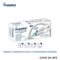 ART.163945 MEGAPLAST DIAGNOSTIC SIRINGHE STERILI 5ML CONF.10 8PZ - koseakasa