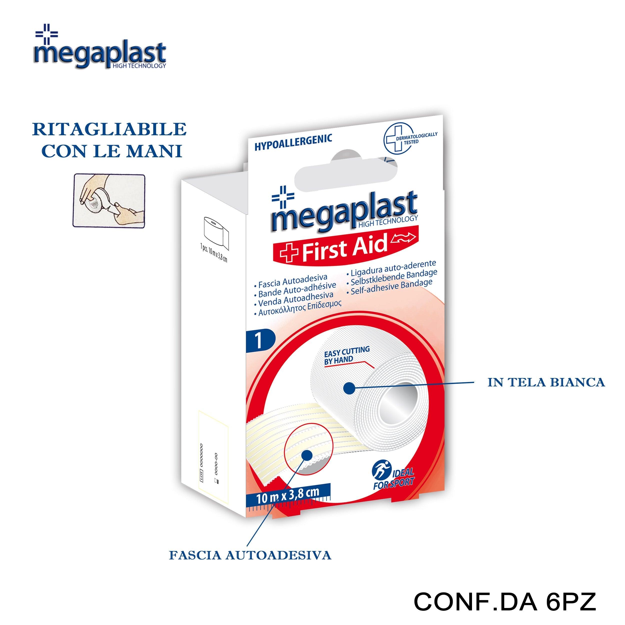 ART.164188 MEGAPLAST FIRST AID ML 1 BENDA 10MX3.8CM CONF.1 6PZ - koseakasa
