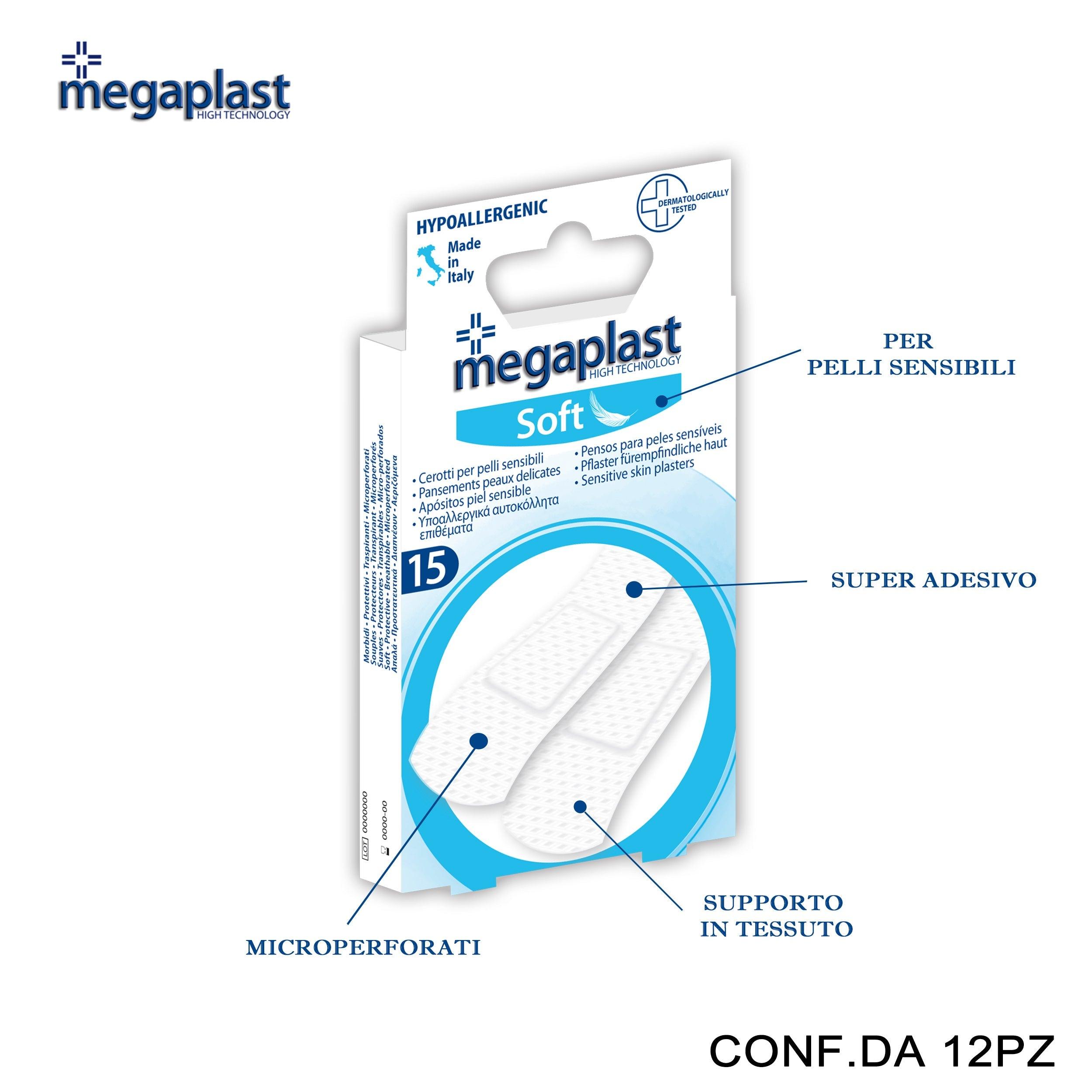 ART.182465 MEGAPLAST SOFT ML 15 CEROTTI TNT BIANCO MEDI CONF.15 12PZ - koseakasa