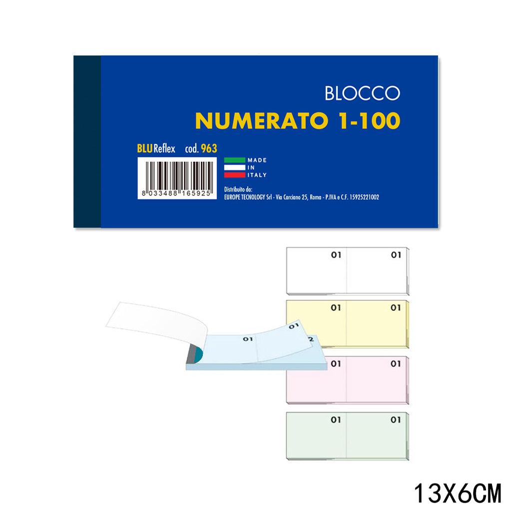 BLOCCO NUMERATO 1/100 100FG F.TO 13x6 ART.963 623 PZ1 - koseakasa
