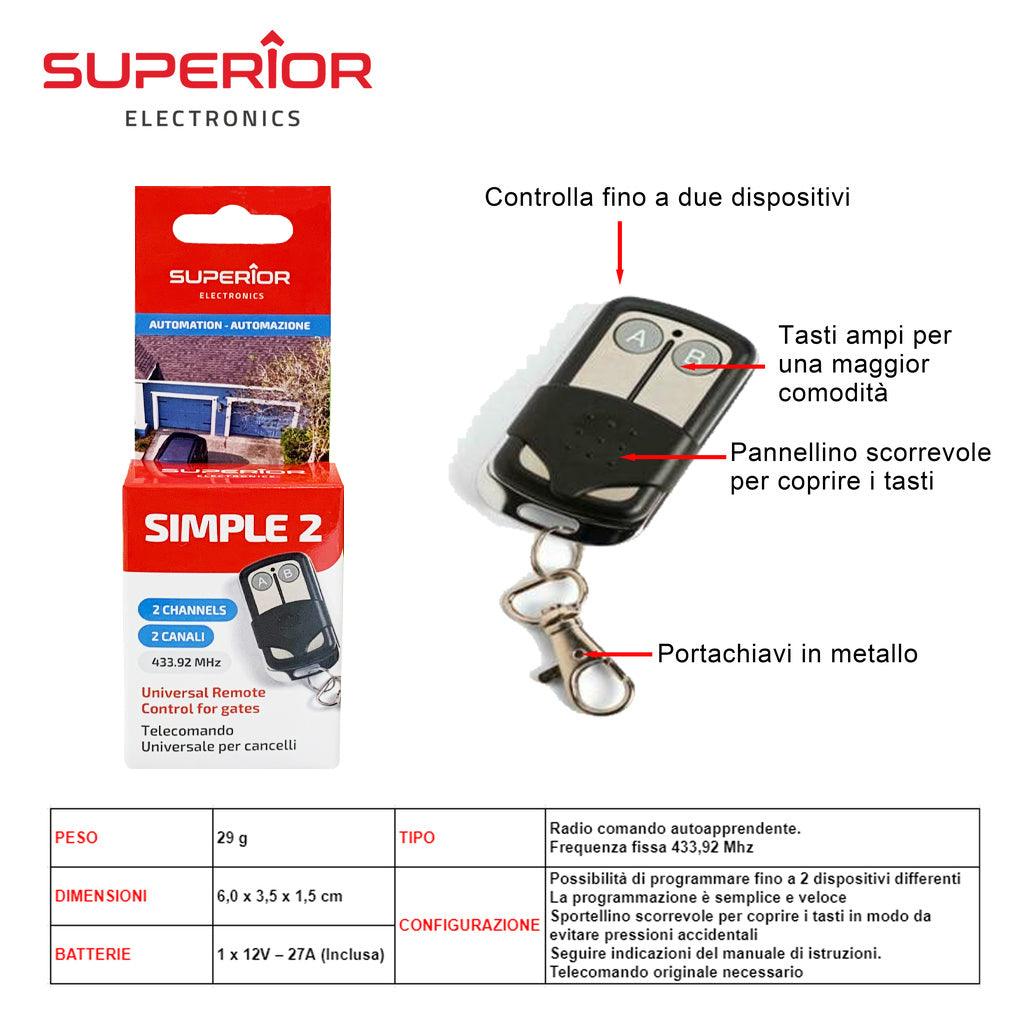 433,92 MHz SIMPLE 2 RADIOCOMANDO ART.SUPRF001 SUPERIOR BL1 - koseakasa