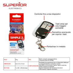 433,92 MHz SIMPLE 2 RADIOCOMANDO ART.SUPRF001 SUPERIOR BL1 - koseakasa