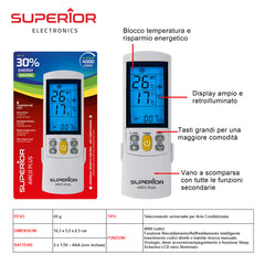 ARIA CONDIZIONATA UNIV. 4000 COD TELECOMANDO SUPERIOR ART.SUPCU001 BL1 - koseakasa
